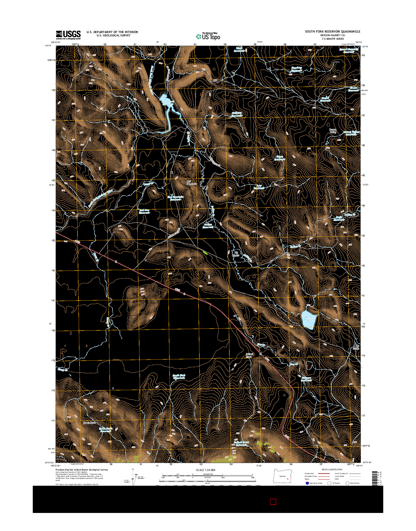 USGS US TOPO 7.5-MINUTE MAP FOR SOUTH FORK RESERVOIR, OR 2014