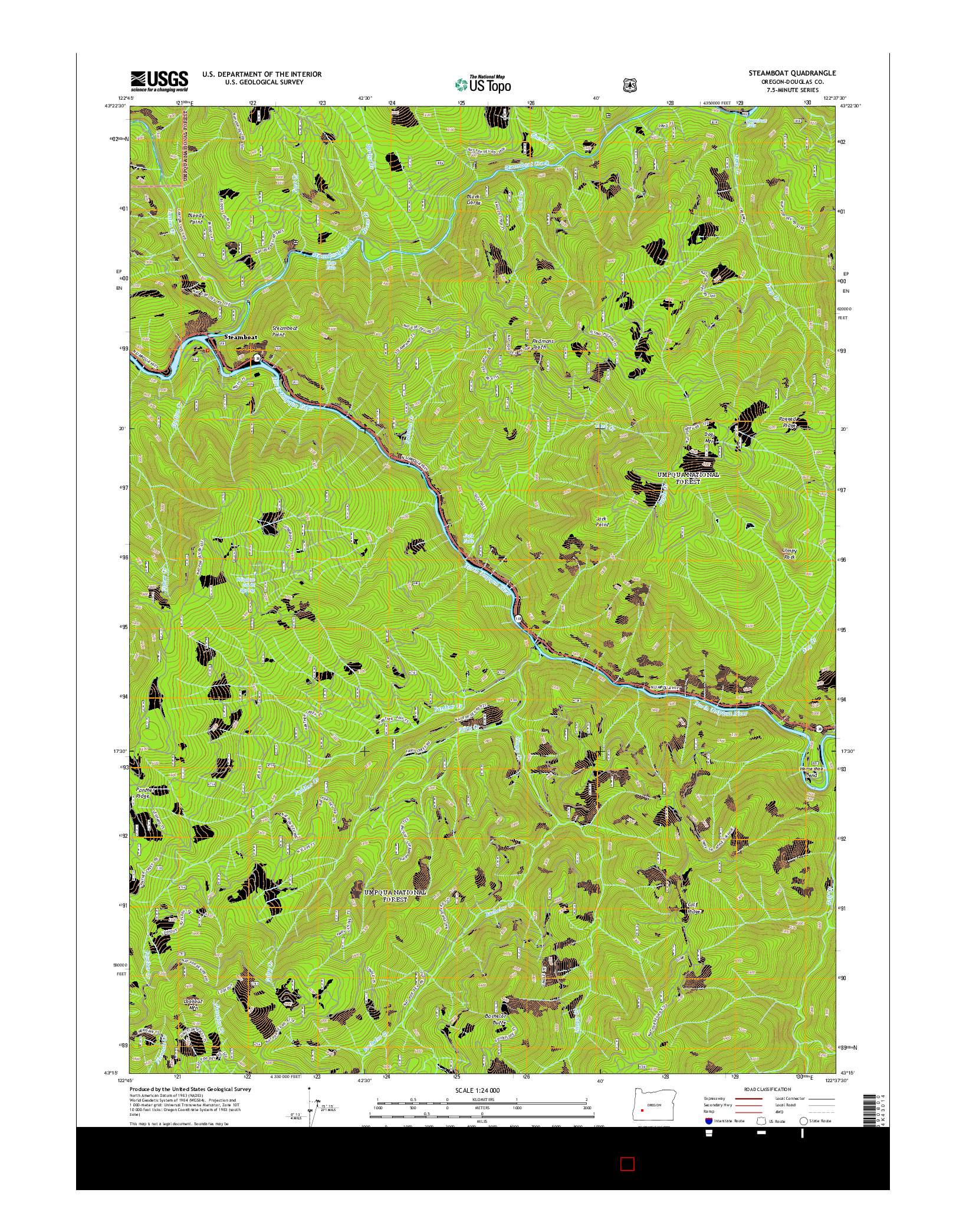 USGS US TOPO 7.5-MINUTE MAP FOR STEAMBOAT, OR 2014