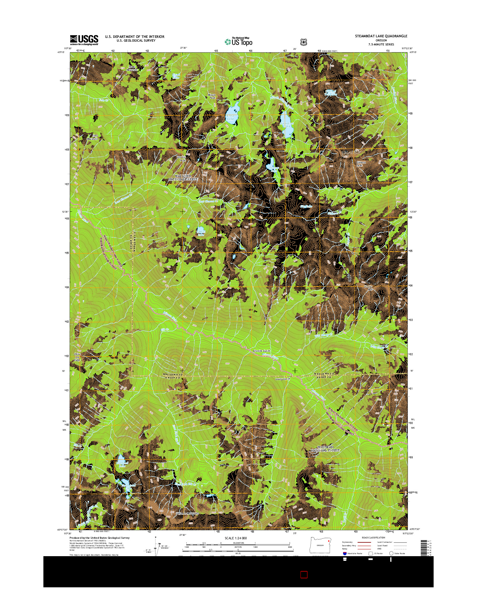 USGS US TOPO 7.5-MINUTE MAP FOR STEAMBOAT LAKE, OR 2014