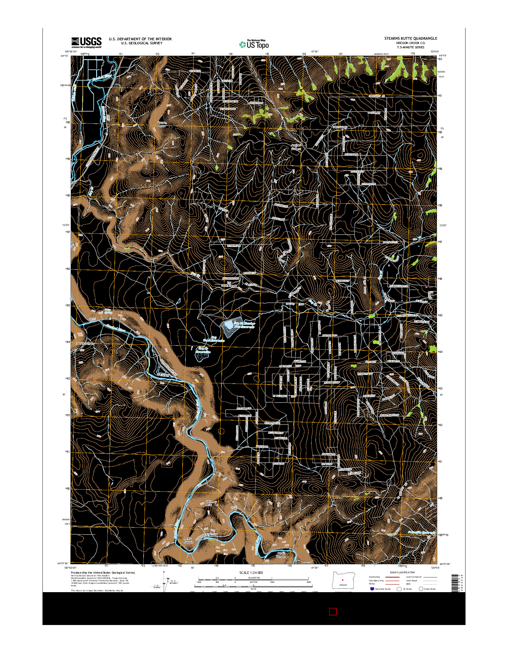 USGS US TOPO 7.5-MINUTE MAP FOR STEARNS BUTTE, OR 2014