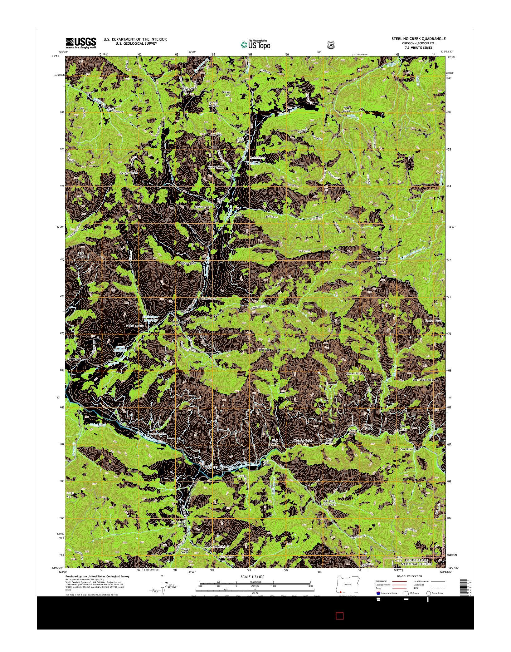 USGS US TOPO 7.5-MINUTE MAP FOR STERLING CREEK, OR 2014