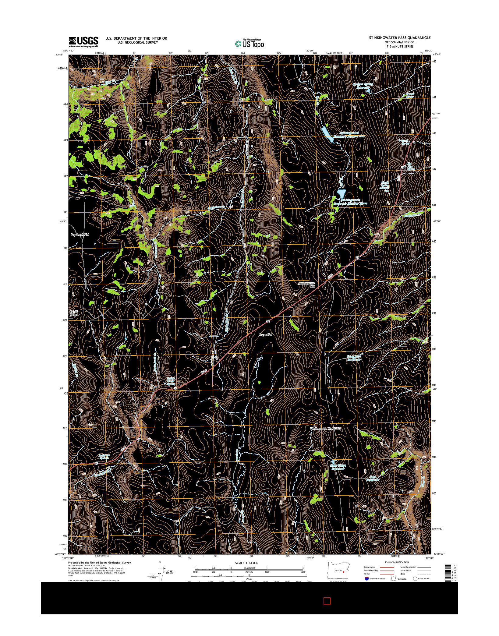 USGS US TOPO 7.5-MINUTE MAP FOR STINKINGWATER PASS, OR 2014