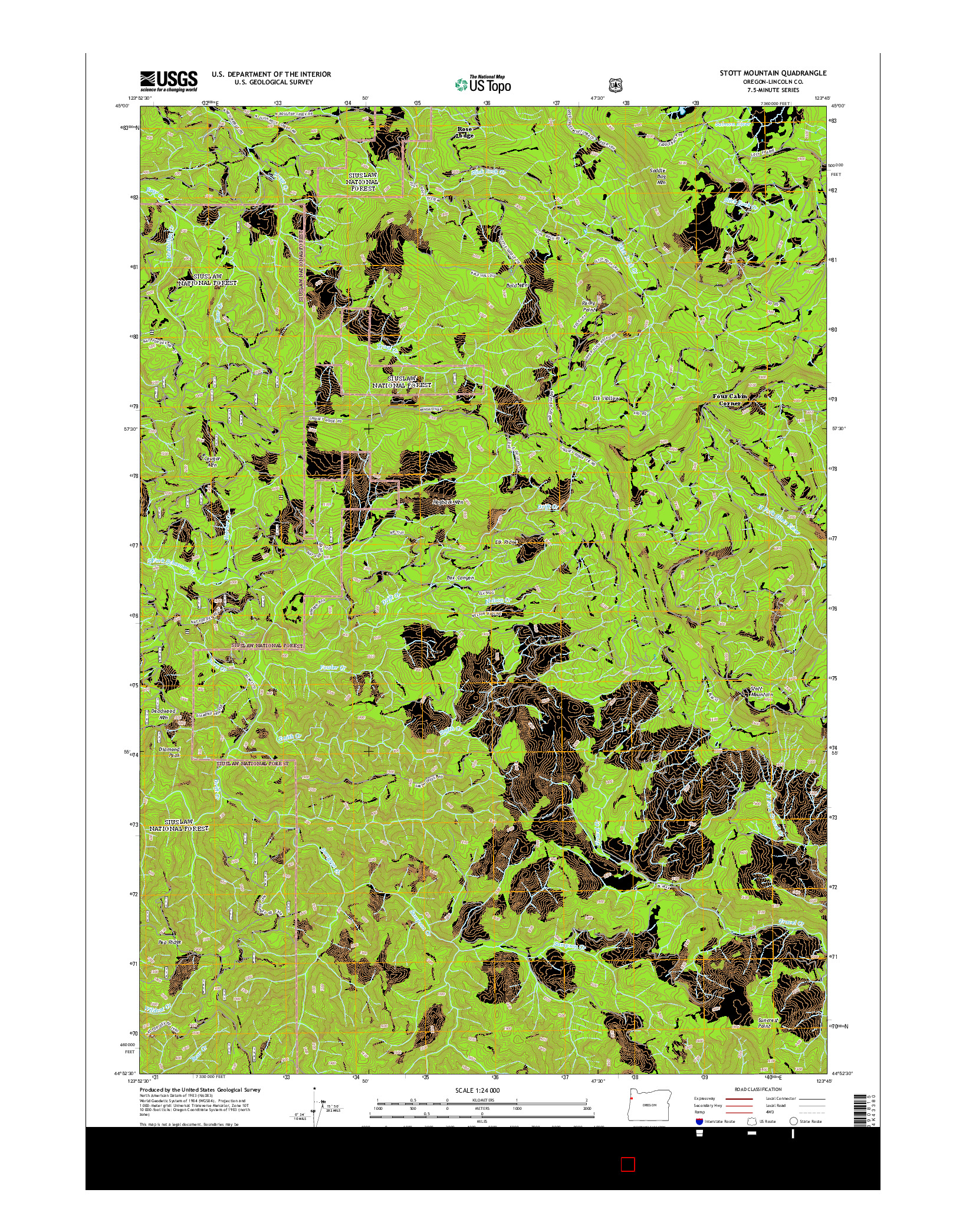 USGS US TOPO 7.5-MINUTE MAP FOR STOTT MOUNTAIN, OR 2014