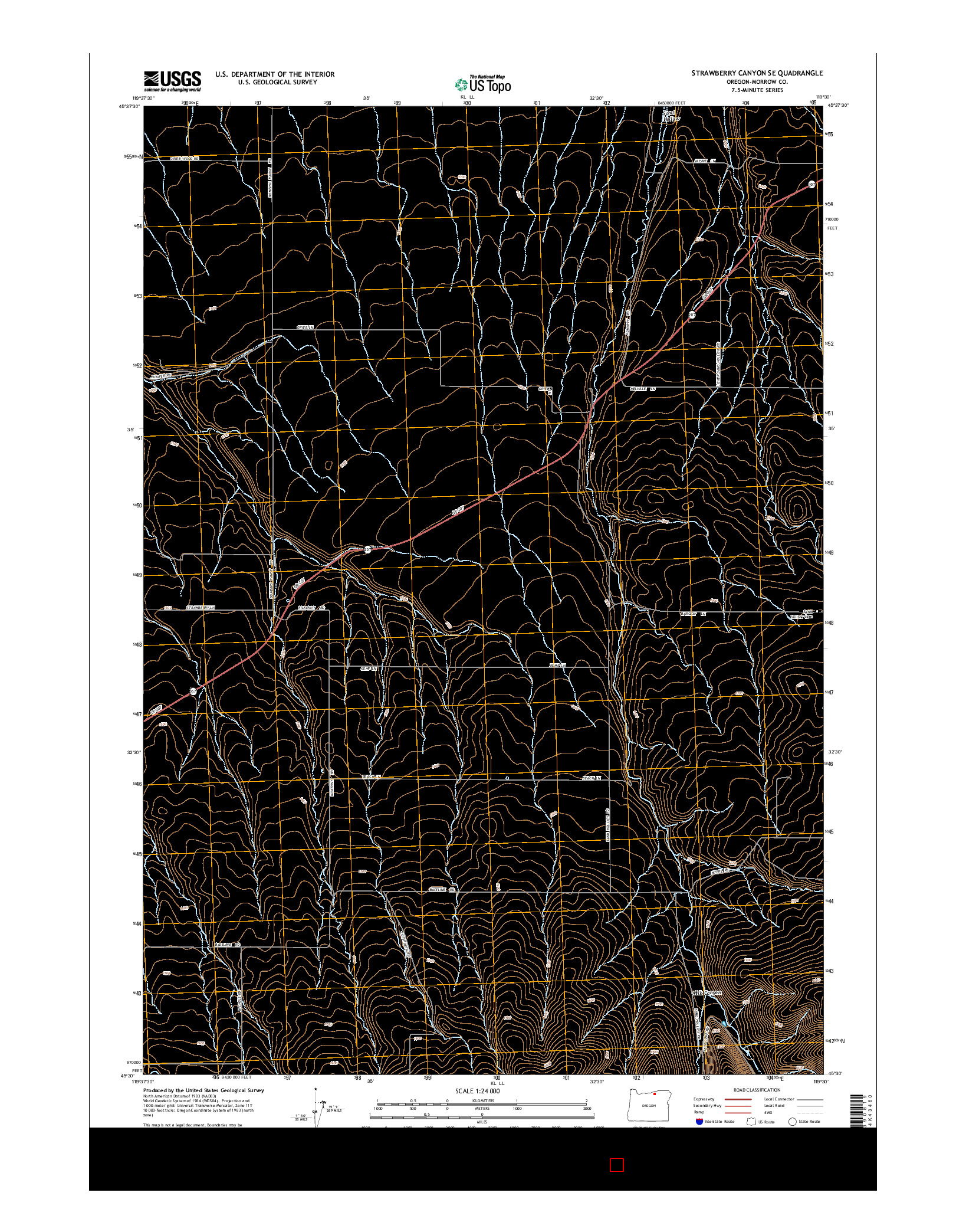 USGS US TOPO 7.5-MINUTE MAP FOR STRAWBERRY CANYON SE, OR 2014