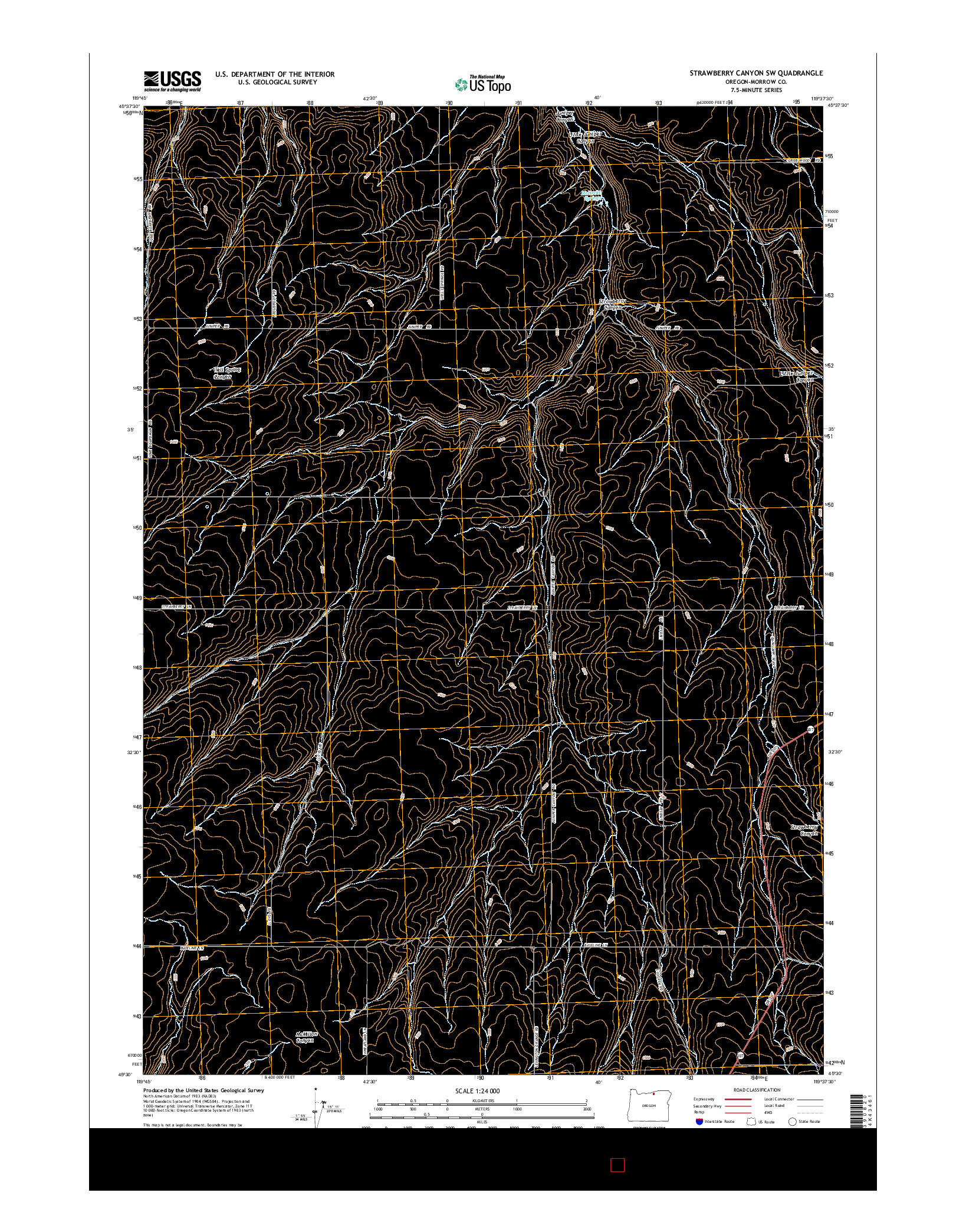 USGS US TOPO 7.5-MINUTE MAP FOR STRAWBERRY CANYON SW, OR 2014