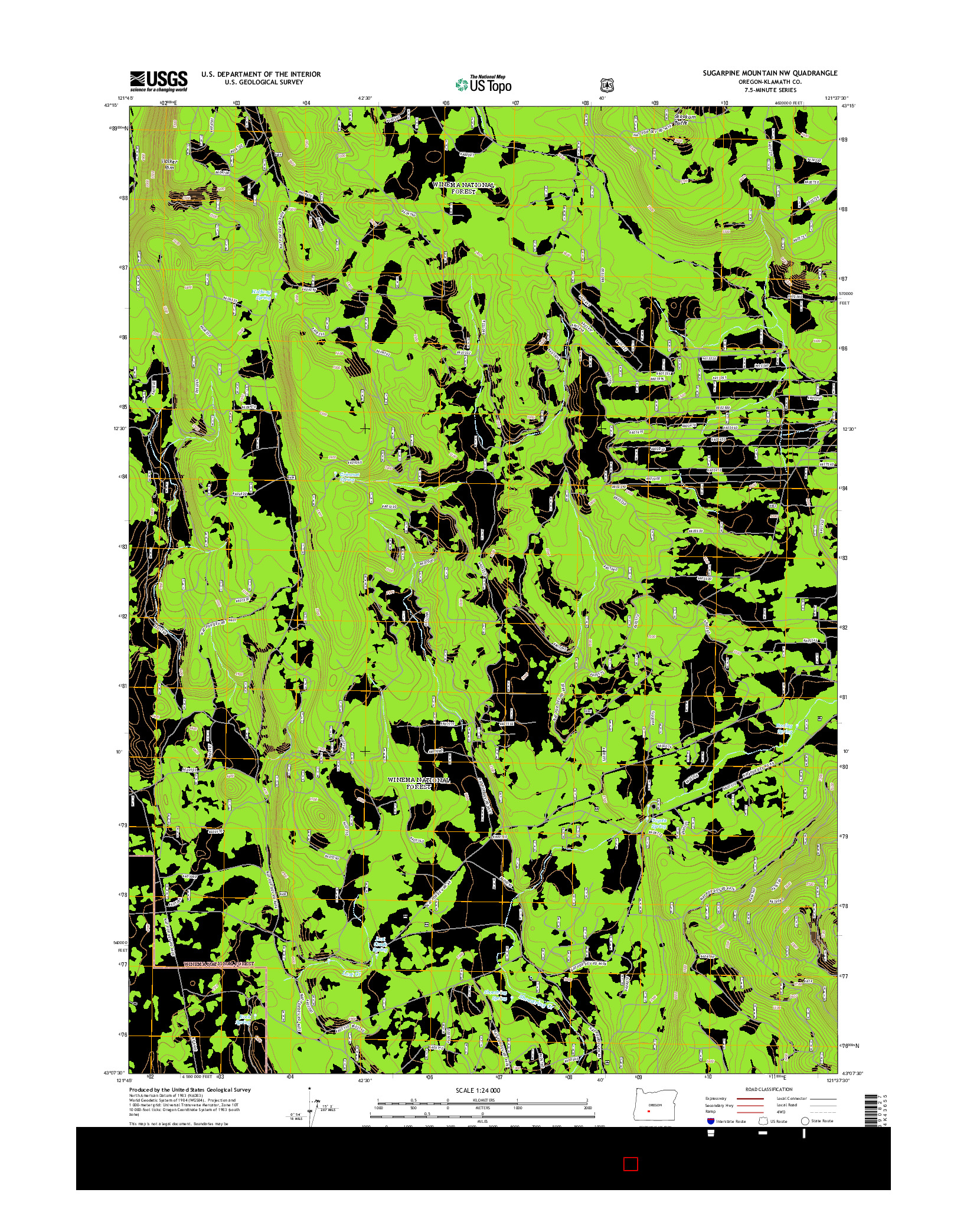 USGS US TOPO 7.5-MINUTE MAP FOR SUGARPINE MOUNTAIN NW, OR 2014