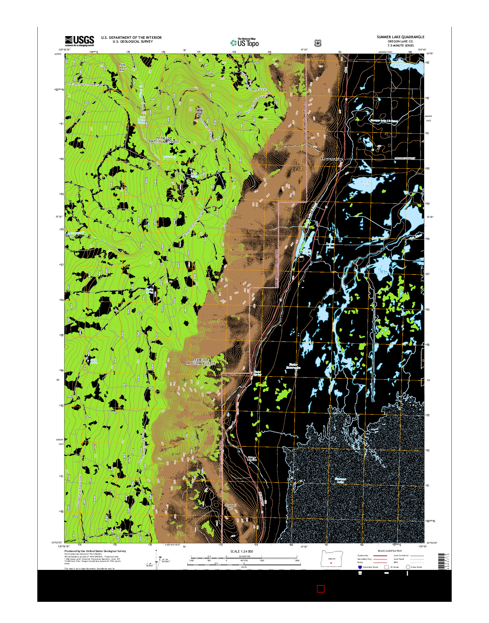 USGS US TOPO 7.5-MINUTE MAP FOR SUMMER LAKE, OR 2014