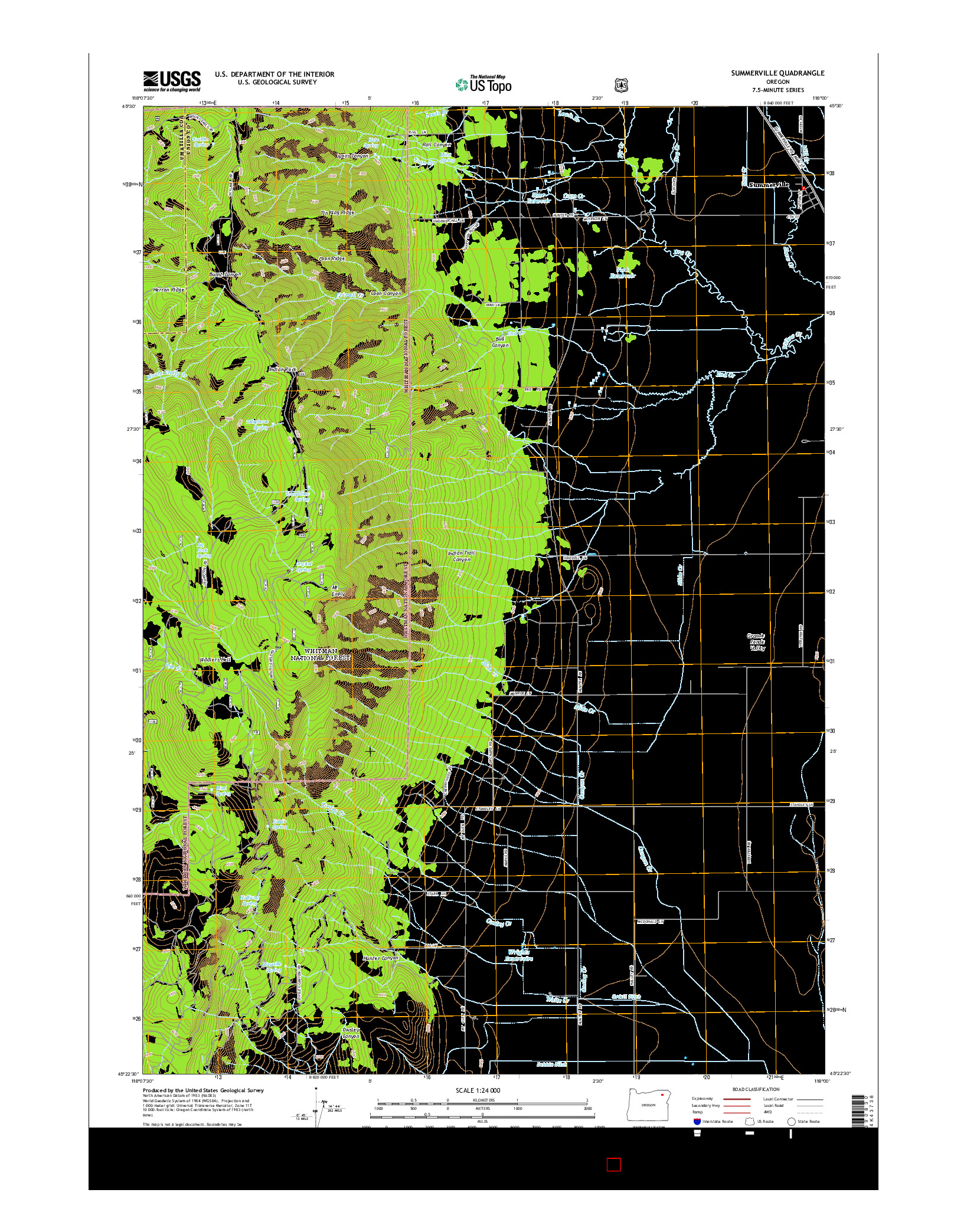 USGS US TOPO 7.5-MINUTE MAP FOR SUMMERVILLE, OR 2014