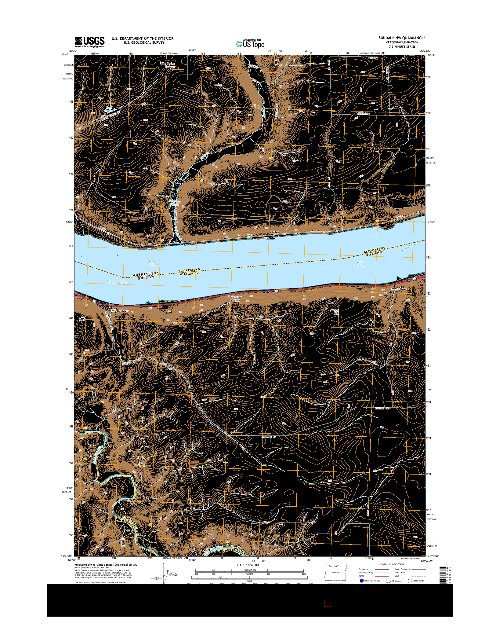 USGS US TOPO 7.5-MINUTE MAP FOR SUNDALE NW, OR-WA 2014