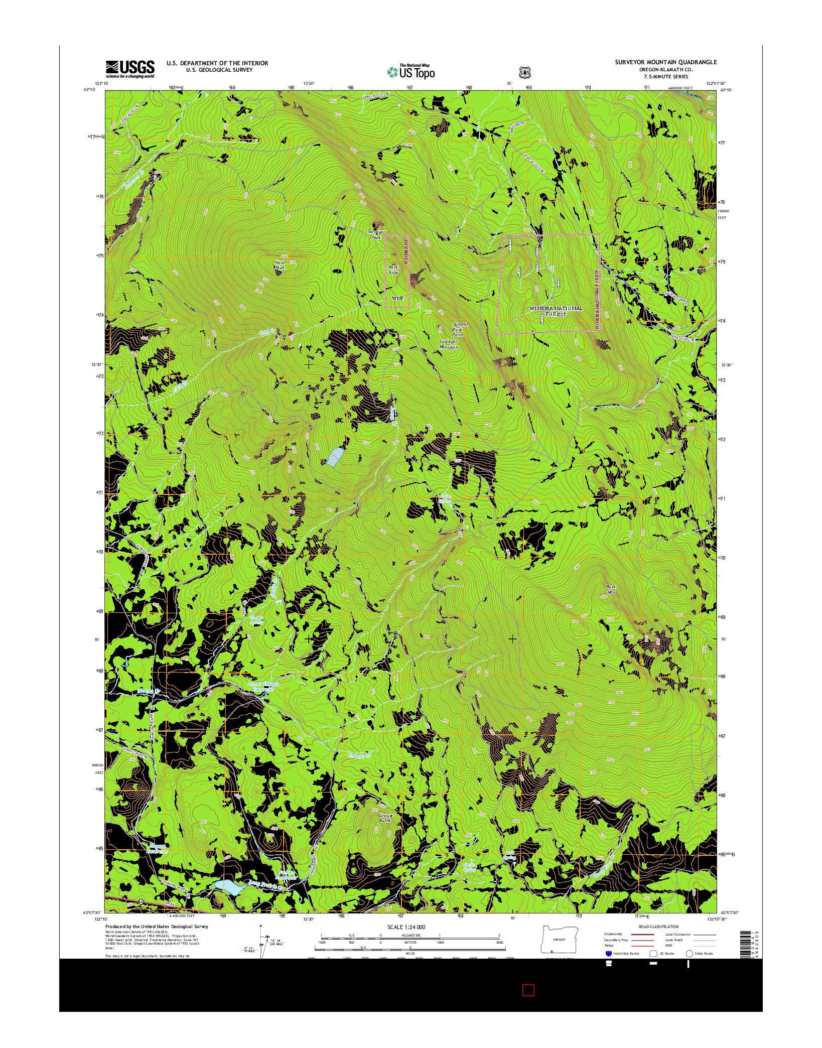 USGS US TOPO 7.5-MINUTE MAP FOR SURVEYOR MOUNTAIN, OR 2014