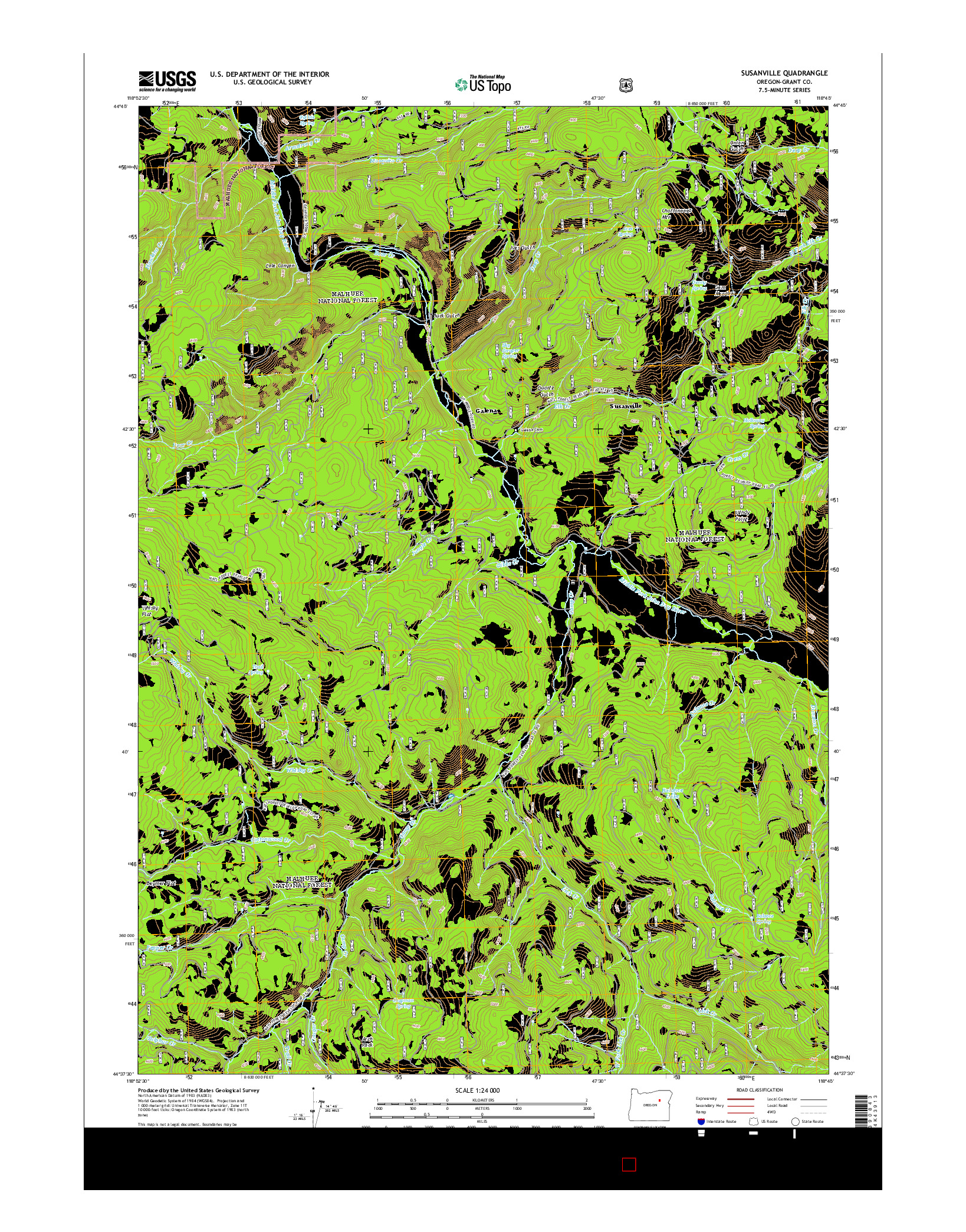 USGS US TOPO 7.5-MINUTE MAP FOR SUSANVILLE, OR 2014