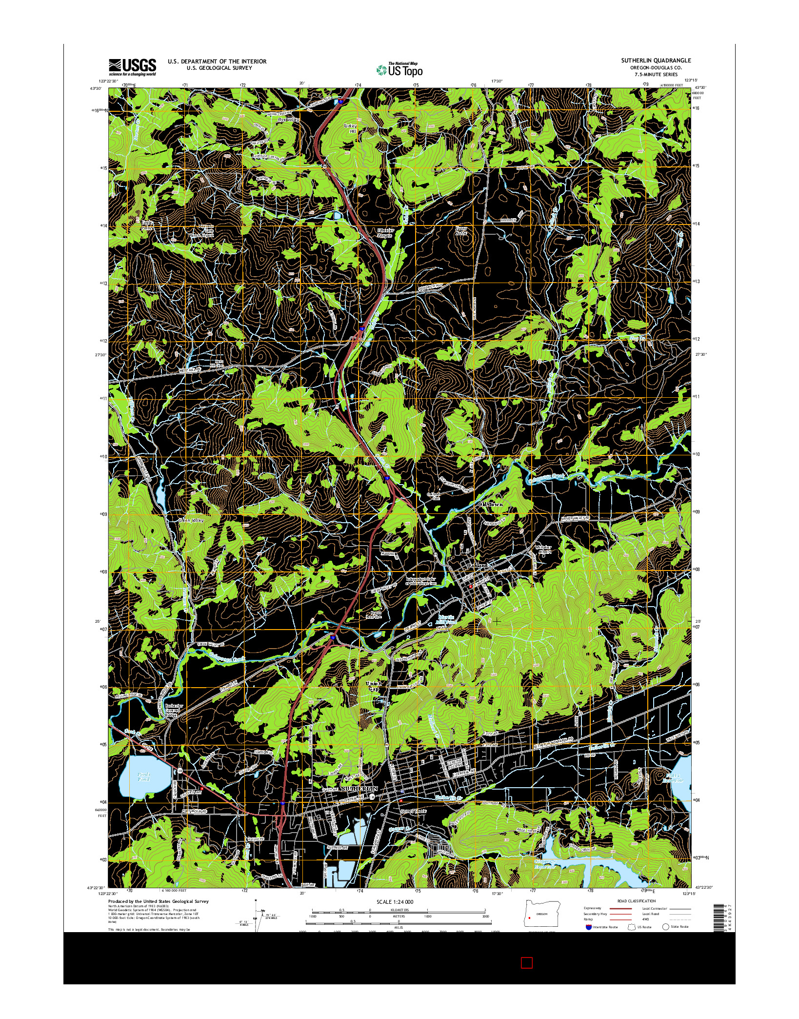 USGS US TOPO 7.5-MINUTE MAP FOR SUTHERLIN, OR 2014