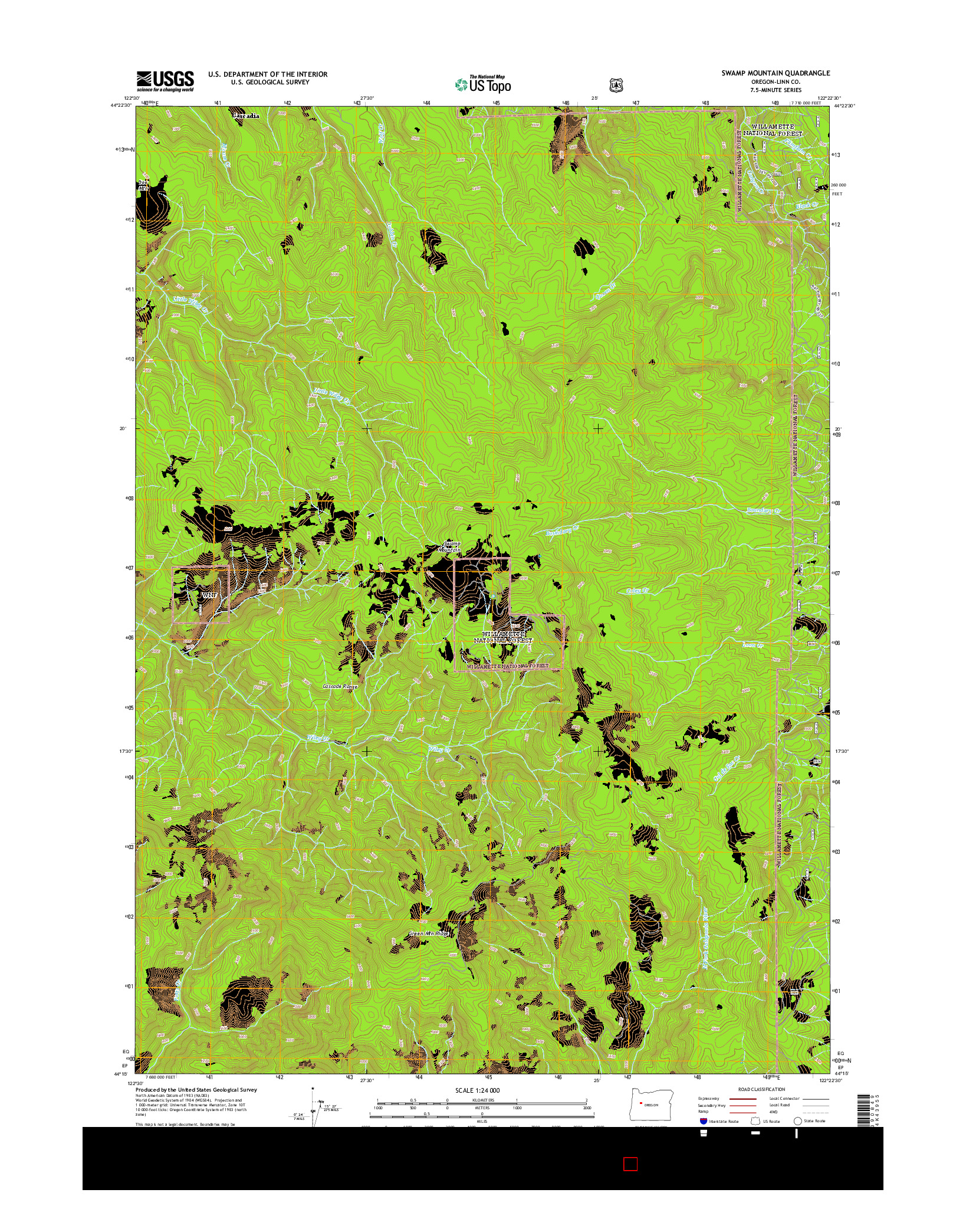 USGS US TOPO 7.5-MINUTE MAP FOR SWAMP MOUNTAIN, OR 2014