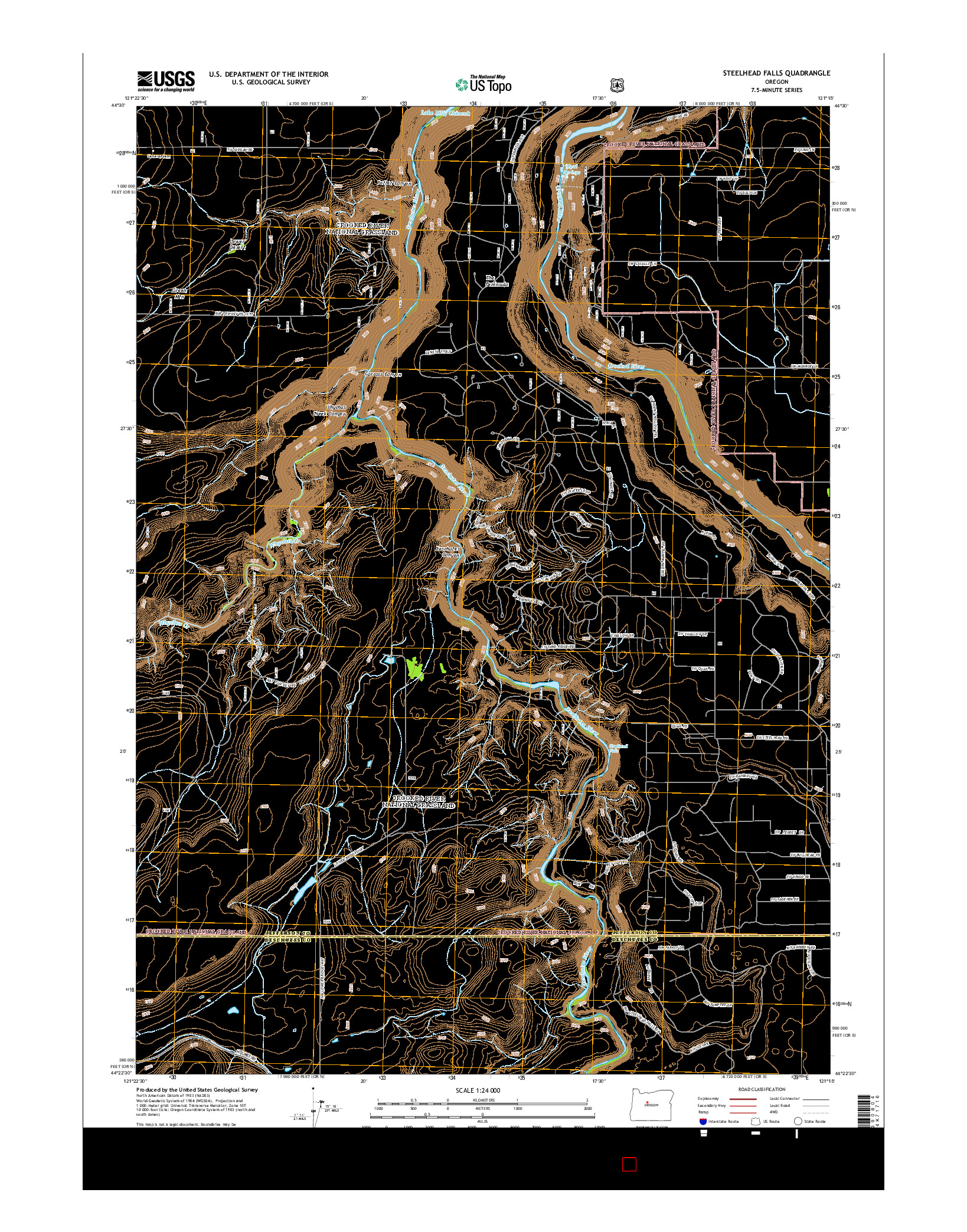 USGS US TOPO 7.5-MINUTE MAP FOR STEELHEAD FALLS, OR 2014