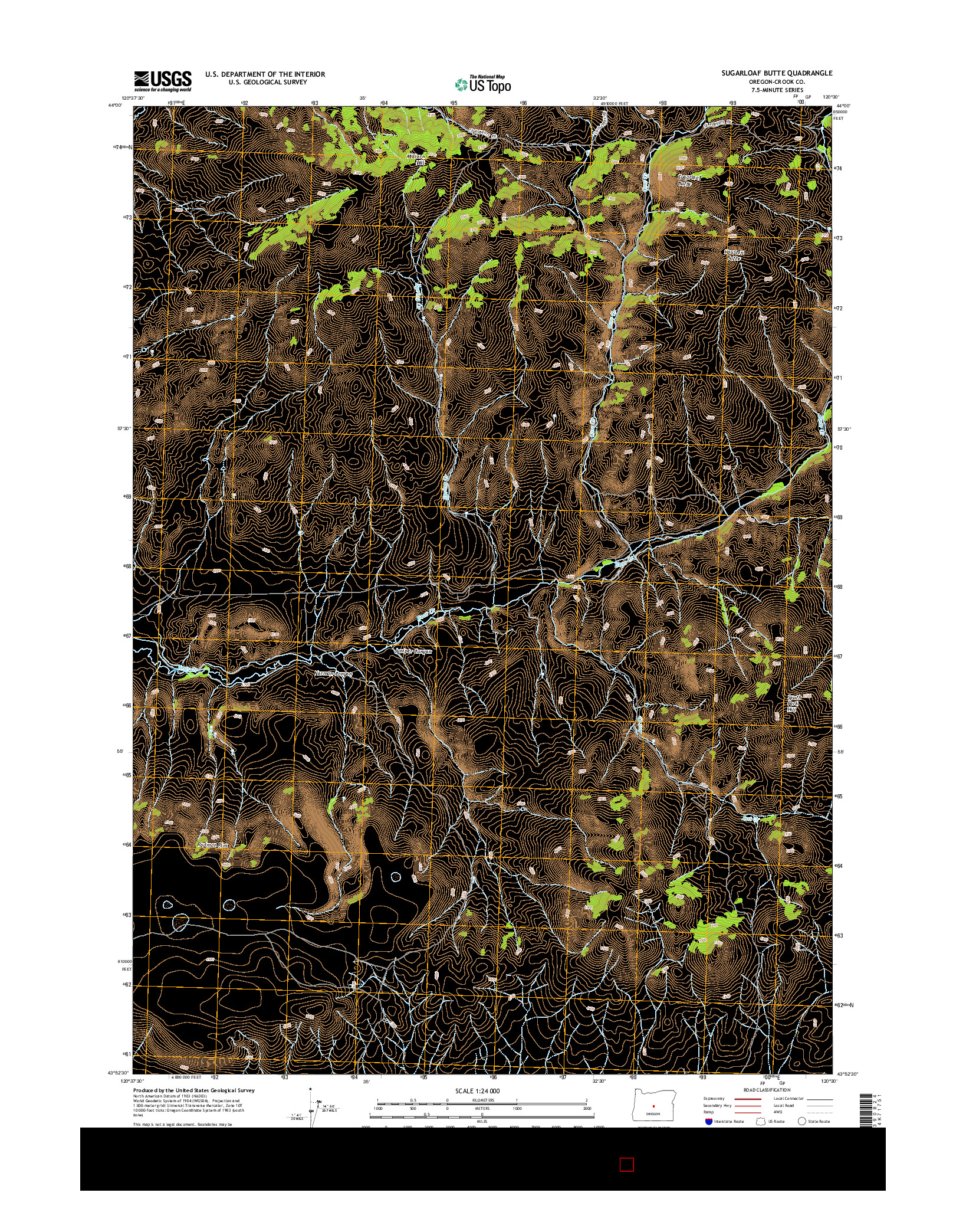 USGS US TOPO 7.5-MINUTE MAP FOR SUGARLOAF BUTTE, OR 2014