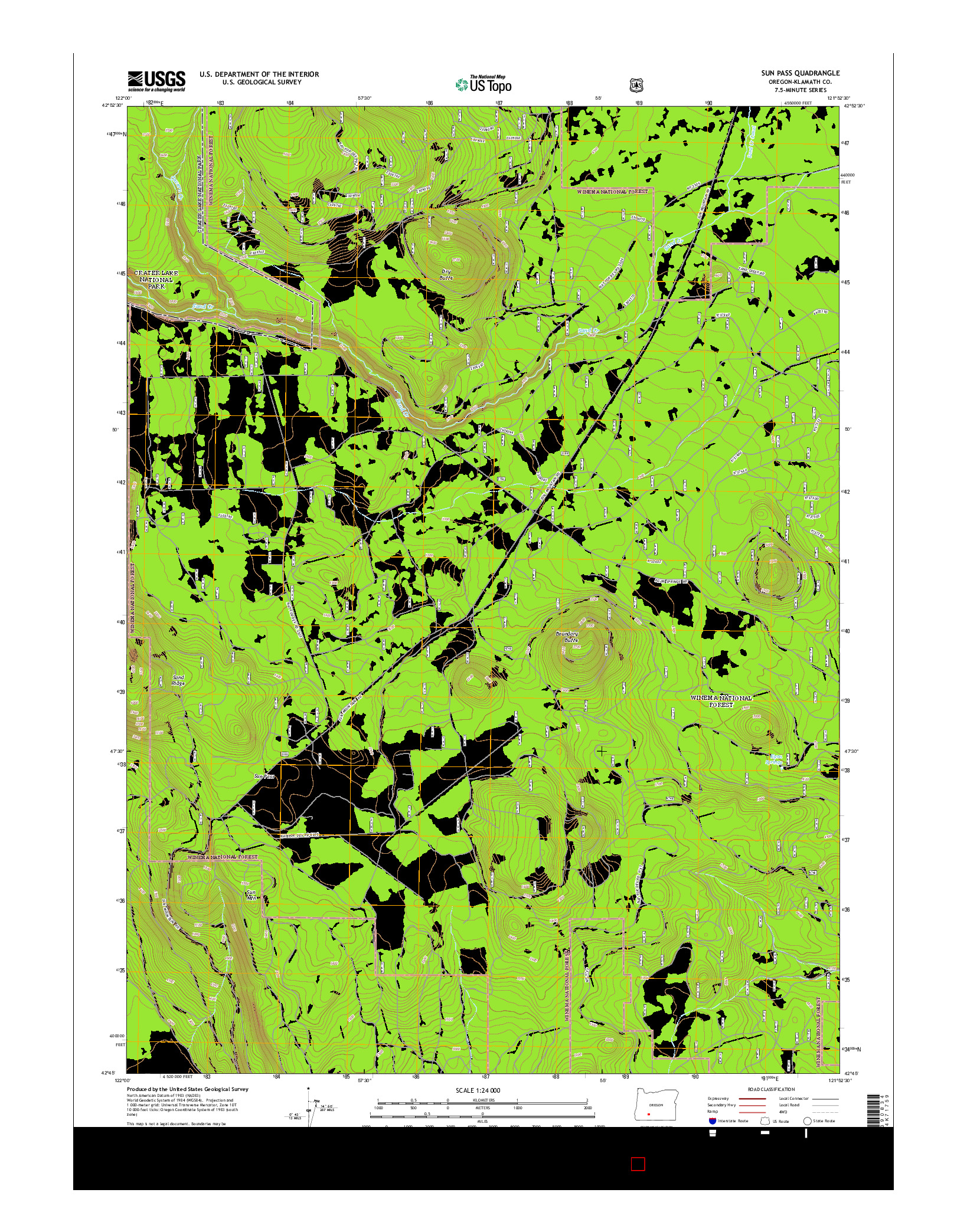 USGS US TOPO 7.5-MINUTE MAP FOR SUN PASS, OR 2014