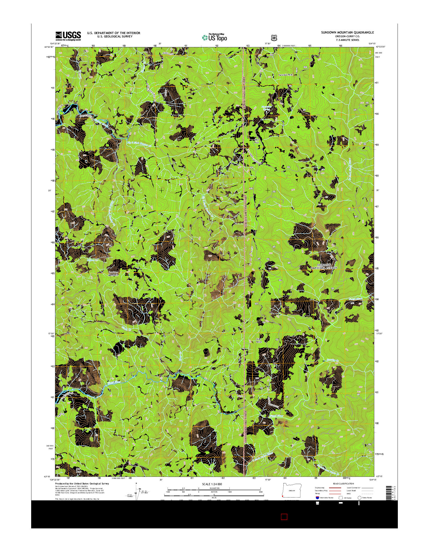 USGS US TOPO 7.5-MINUTE MAP FOR SUNDOWN MOUNTAIN, OR 2014