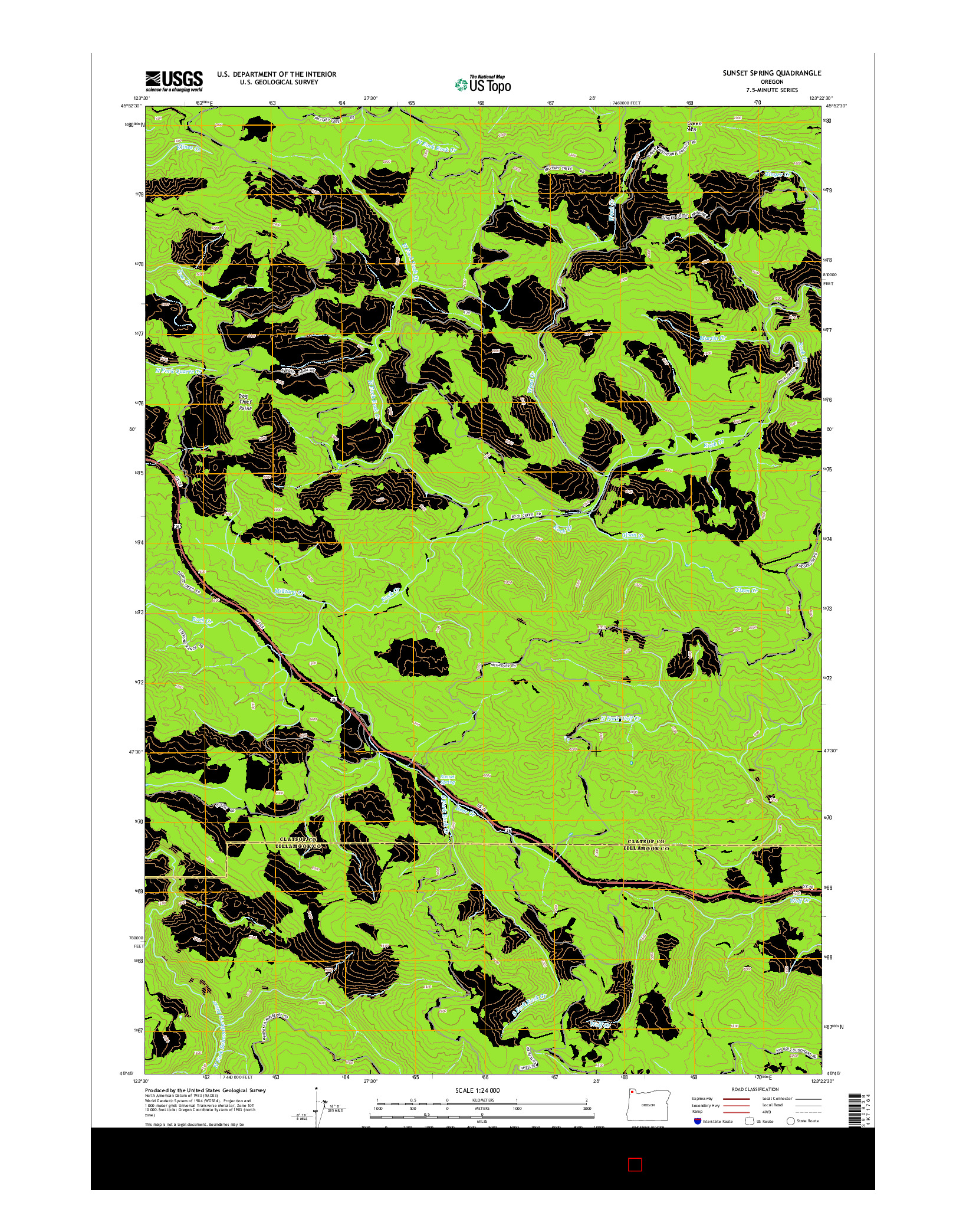 USGS US TOPO 7.5-MINUTE MAP FOR SUNSET SPRING, OR 2014