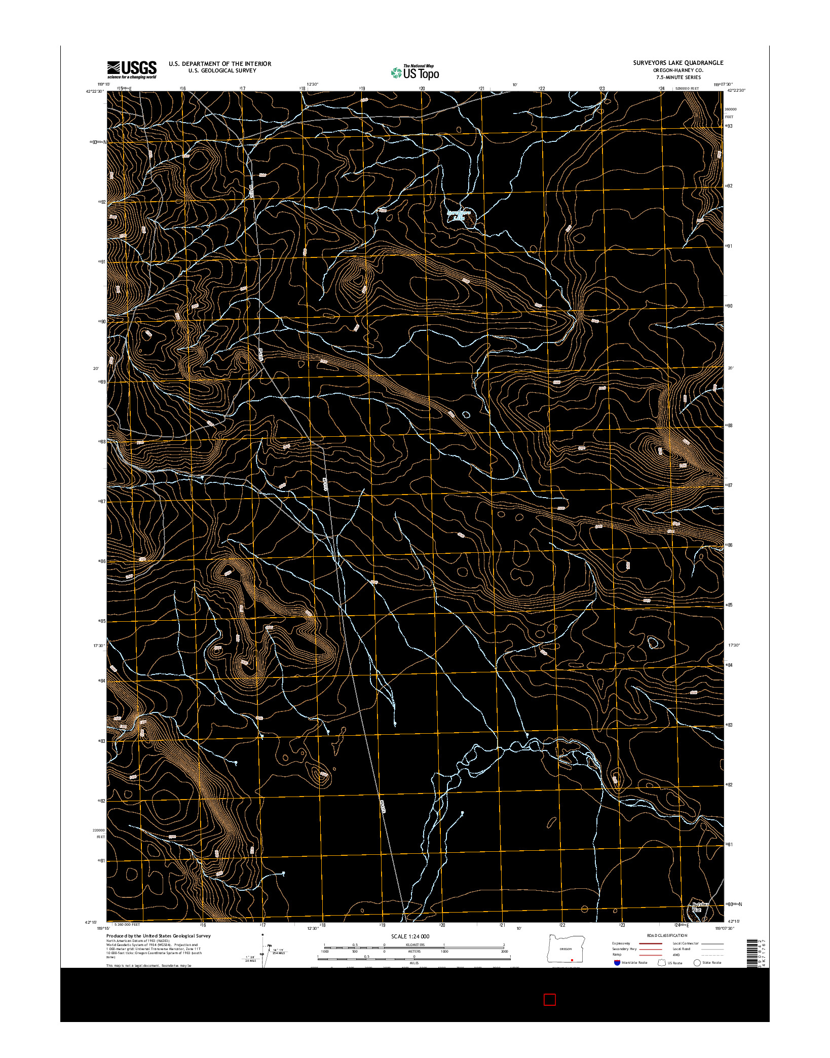 USGS US TOPO 7.5-MINUTE MAP FOR SURVEYORS LAKE, OR 2014