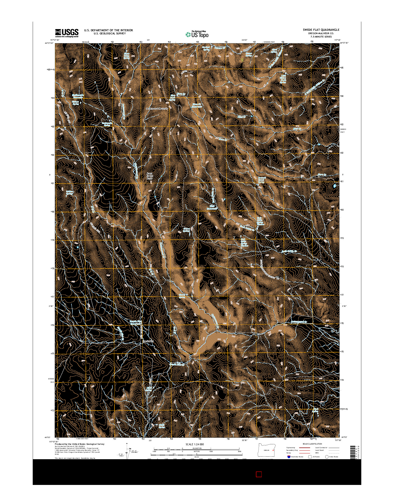USGS US TOPO 7.5-MINUTE MAP FOR SWEDE FLAT, OR 2014