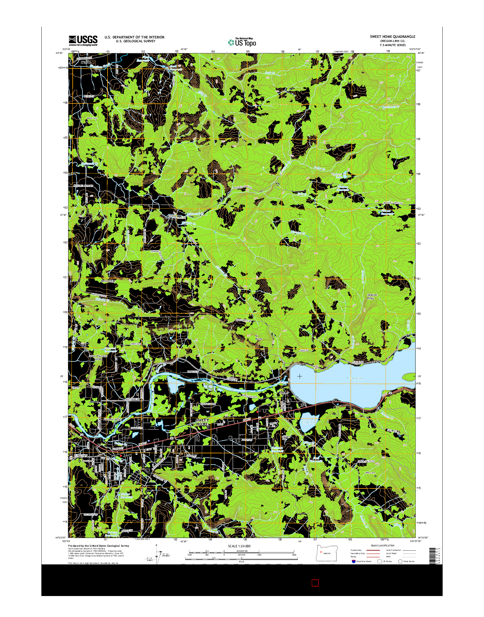 USGS US TOPO 7.5-MINUTE MAP FOR SWEET HOME, OR 2014