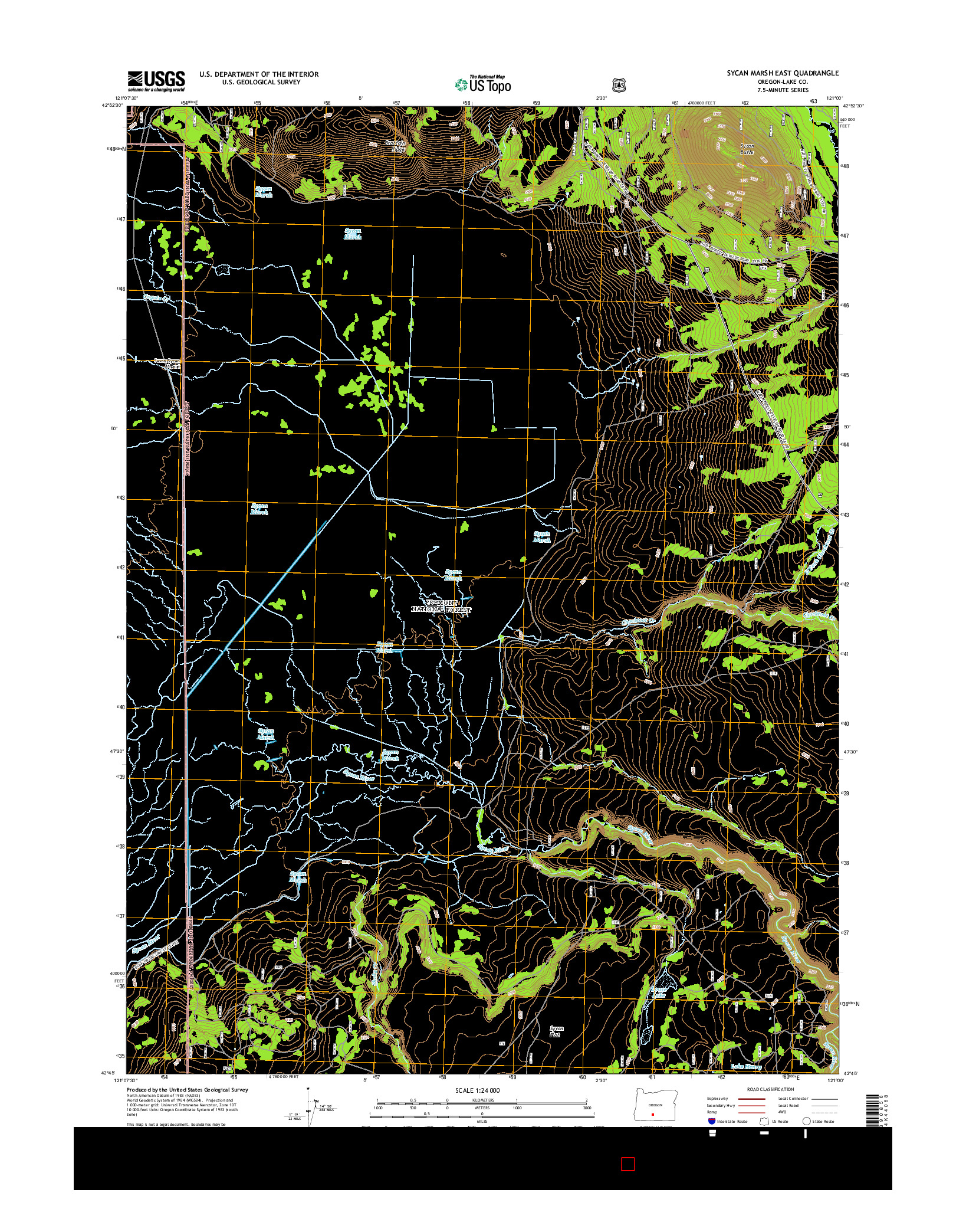 USGS US TOPO 7.5-MINUTE MAP FOR SYCAN MARSH EAST, OR 2014