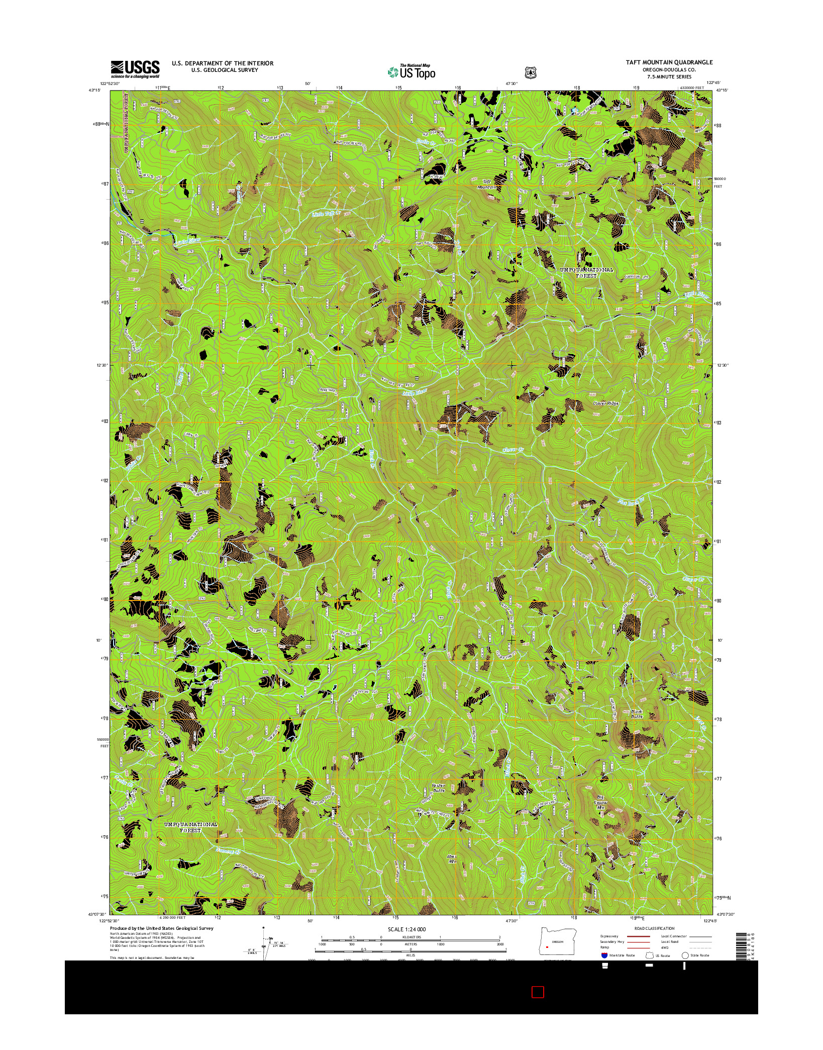 USGS US TOPO 7.5-MINUTE MAP FOR TAFT MOUNTAIN, OR 2014