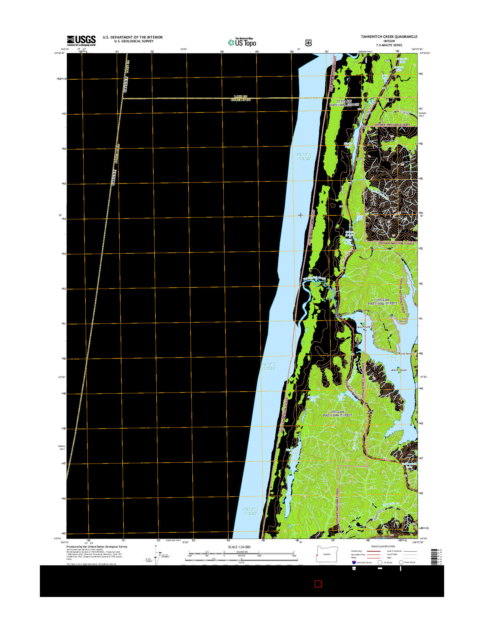 USGS US TOPO 7.5-MINUTE MAP FOR TAHKENITCH CREEK, OR 2014