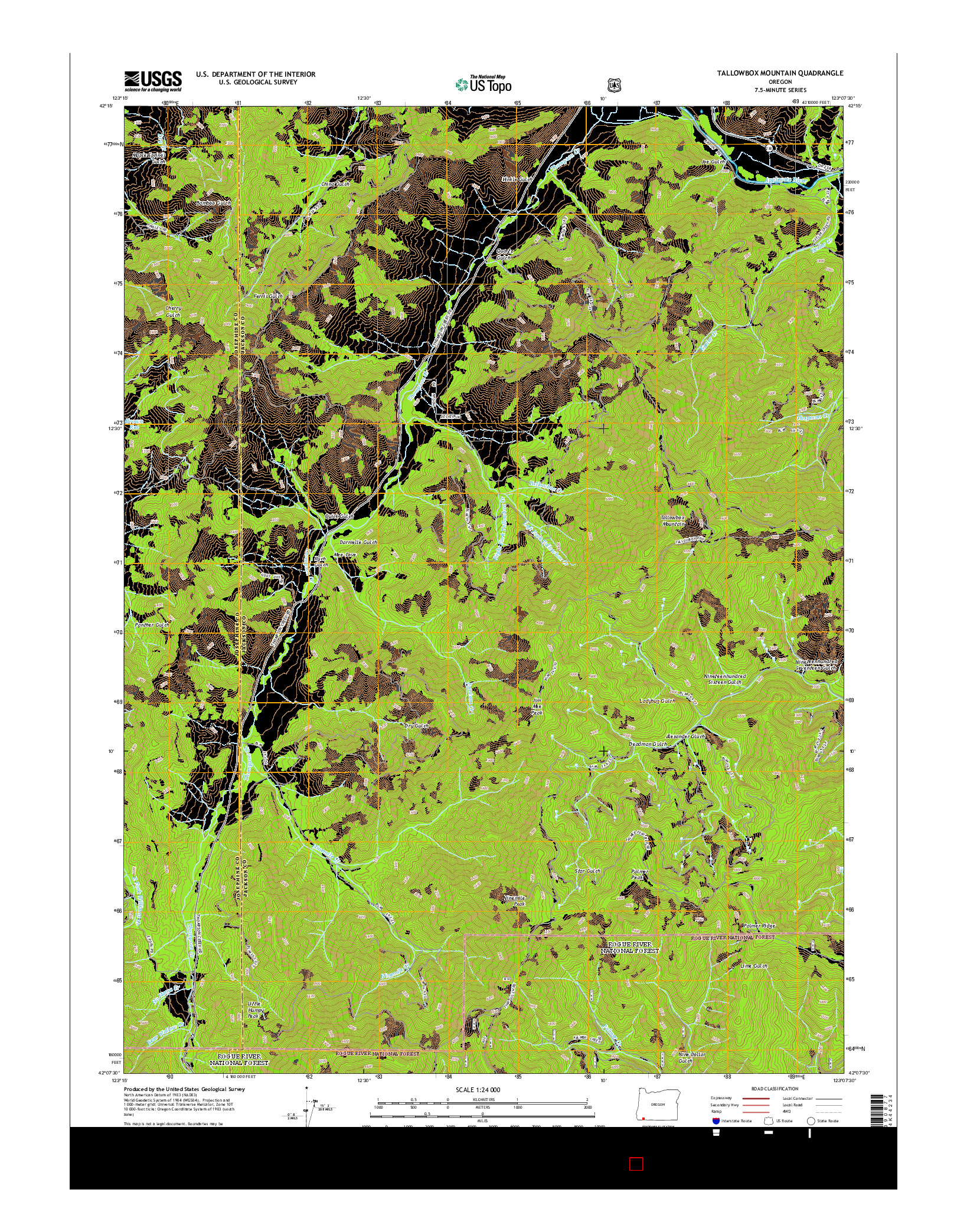USGS US TOPO 7.5-MINUTE MAP FOR TALLOWBOX MOUNTAIN, OR 2014