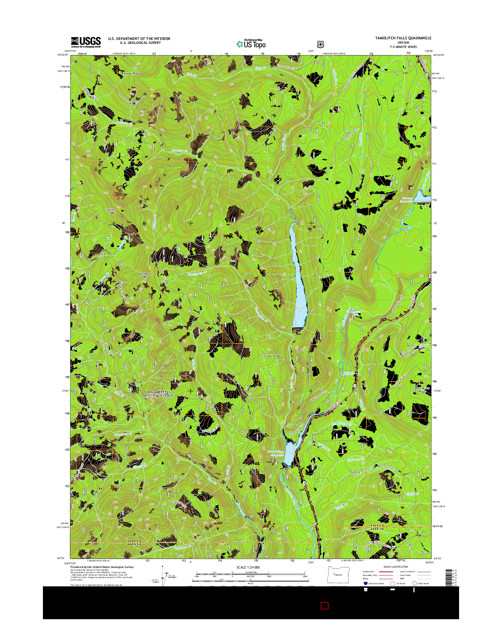 USGS US TOPO 7.5-MINUTE MAP FOR TAMOLITCH FALLS, OR 2014