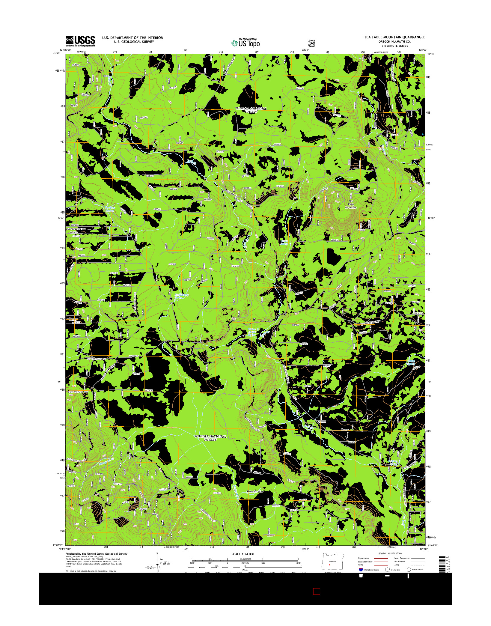 USGS US TOPO 7.5-MINUTE MAP FOR TEA TABLE MOUNTAIN, OR 2014