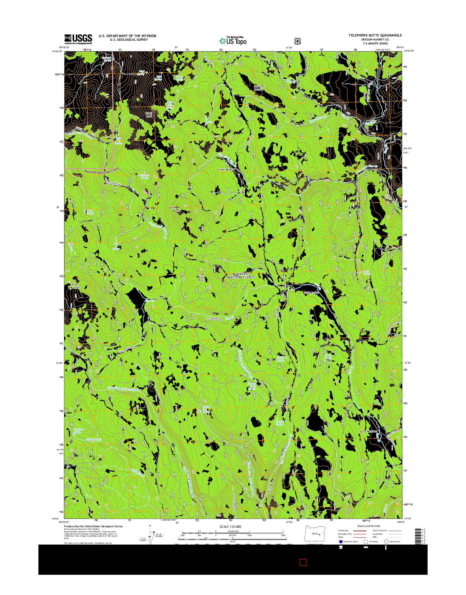 USGS US TOPO 7.5-MINUTE MAP FOR TELEPHONE BUTTE, OR 2014