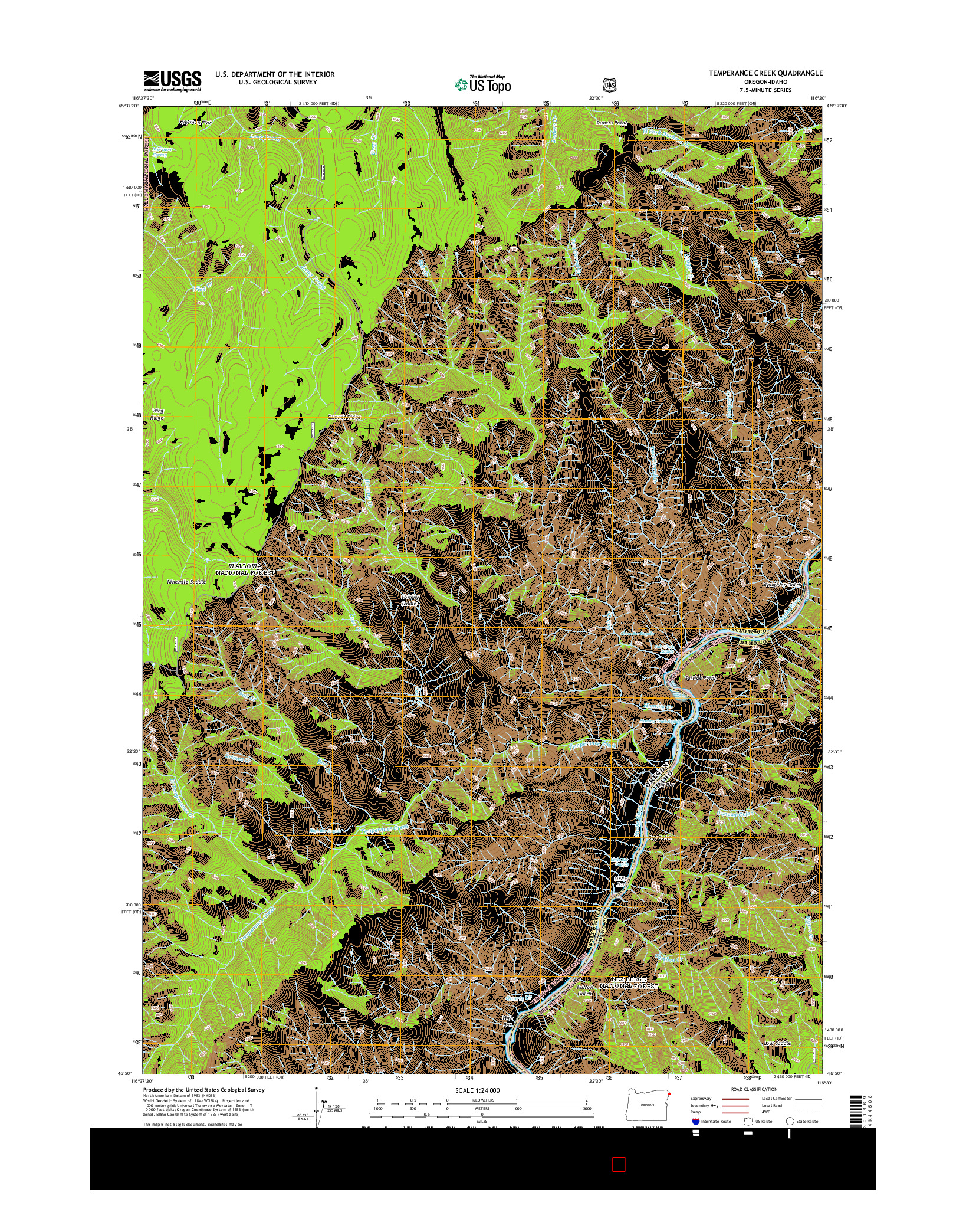 USGS US TOPO 7.5-MINUTE MAP FOR TEMPERANCE CREEK, OR-ID 2014