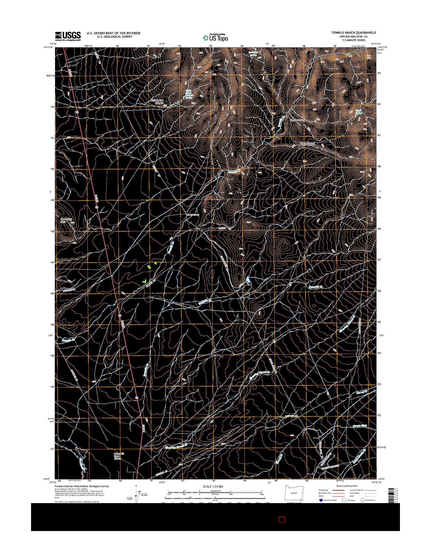 USGS US TOPO 7.5-MINUTE MAP FOR TENMILE RANCH, OR 2014