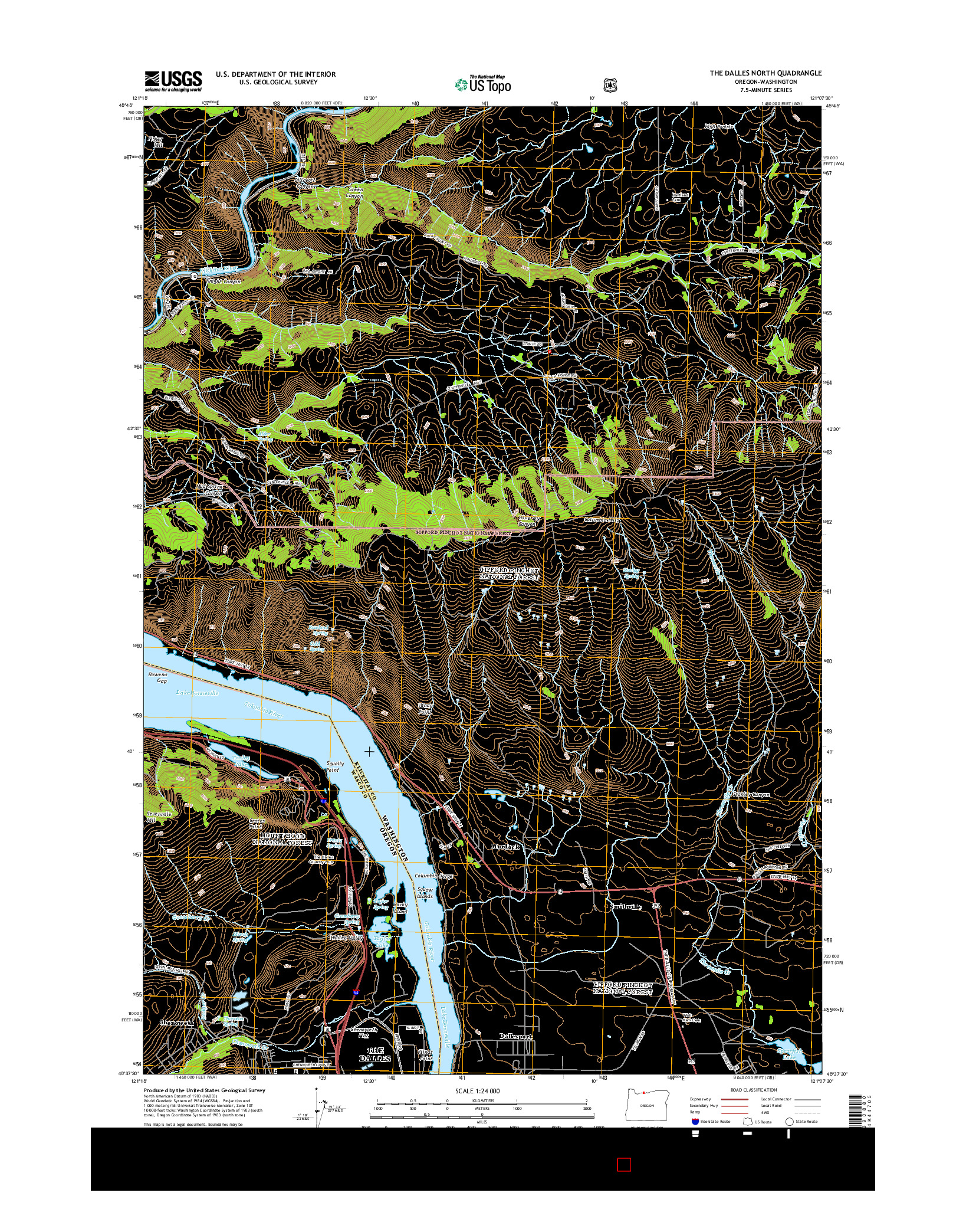 USGS US TOPO 7.5-MINUTE MAP FOR THE DALLES NORTH, OR-WA 2014