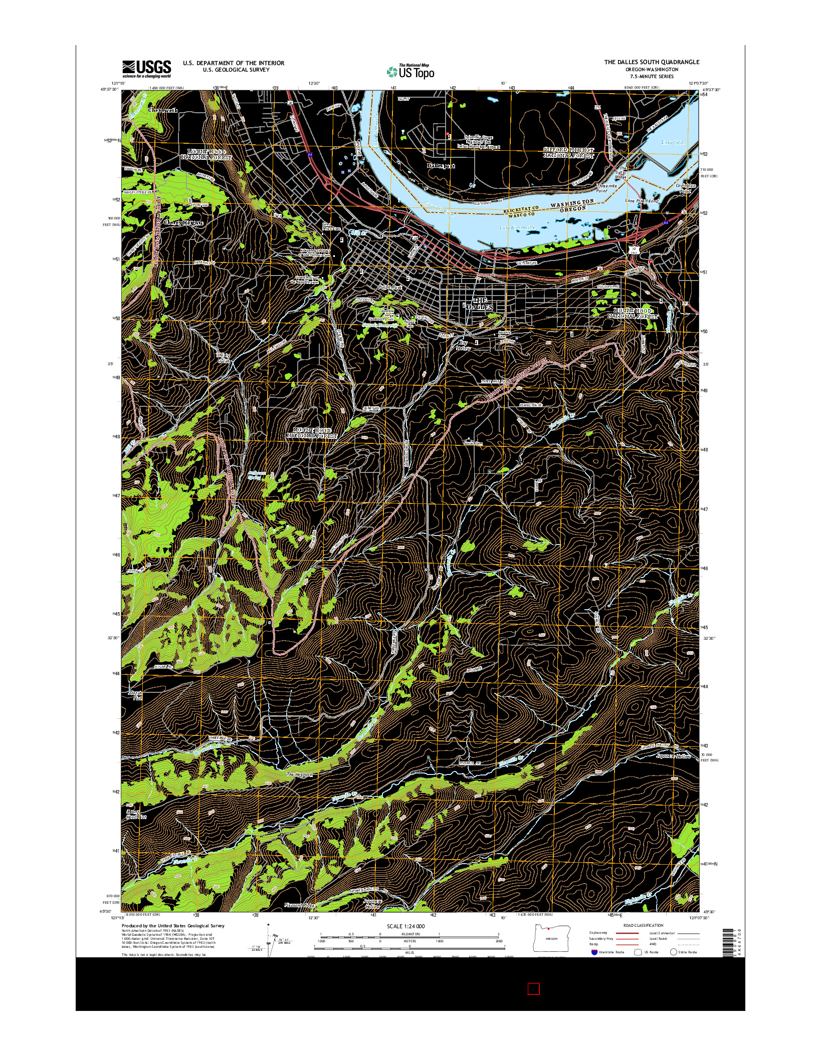 USGS US TOPO 7.5-MINUTE MAP FOR THE DALLES SOUTH, OR-WA 2014