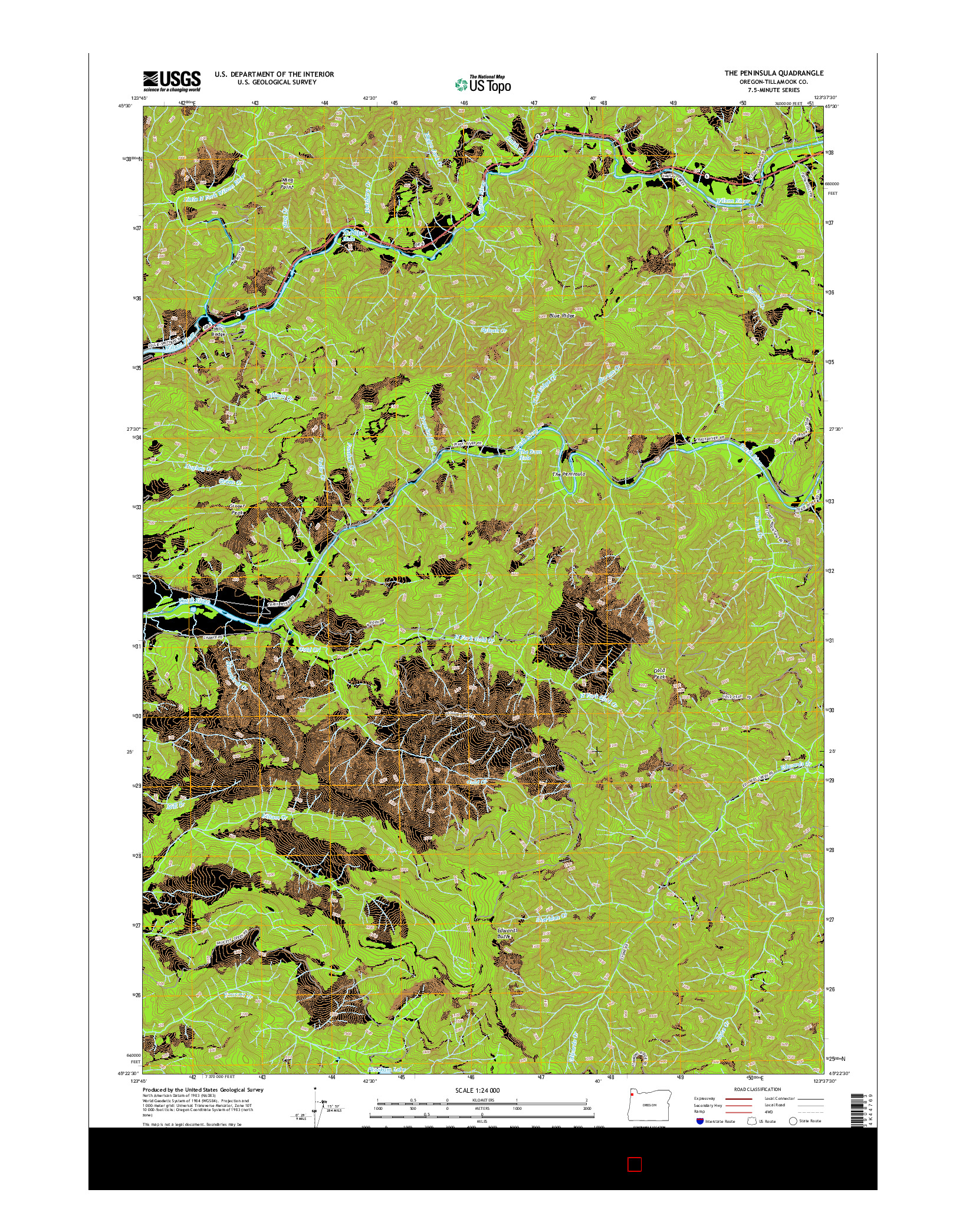 USGS US TOPO 7.5-MINUTE MAP FOR THE PENINSULA, OR 2014
