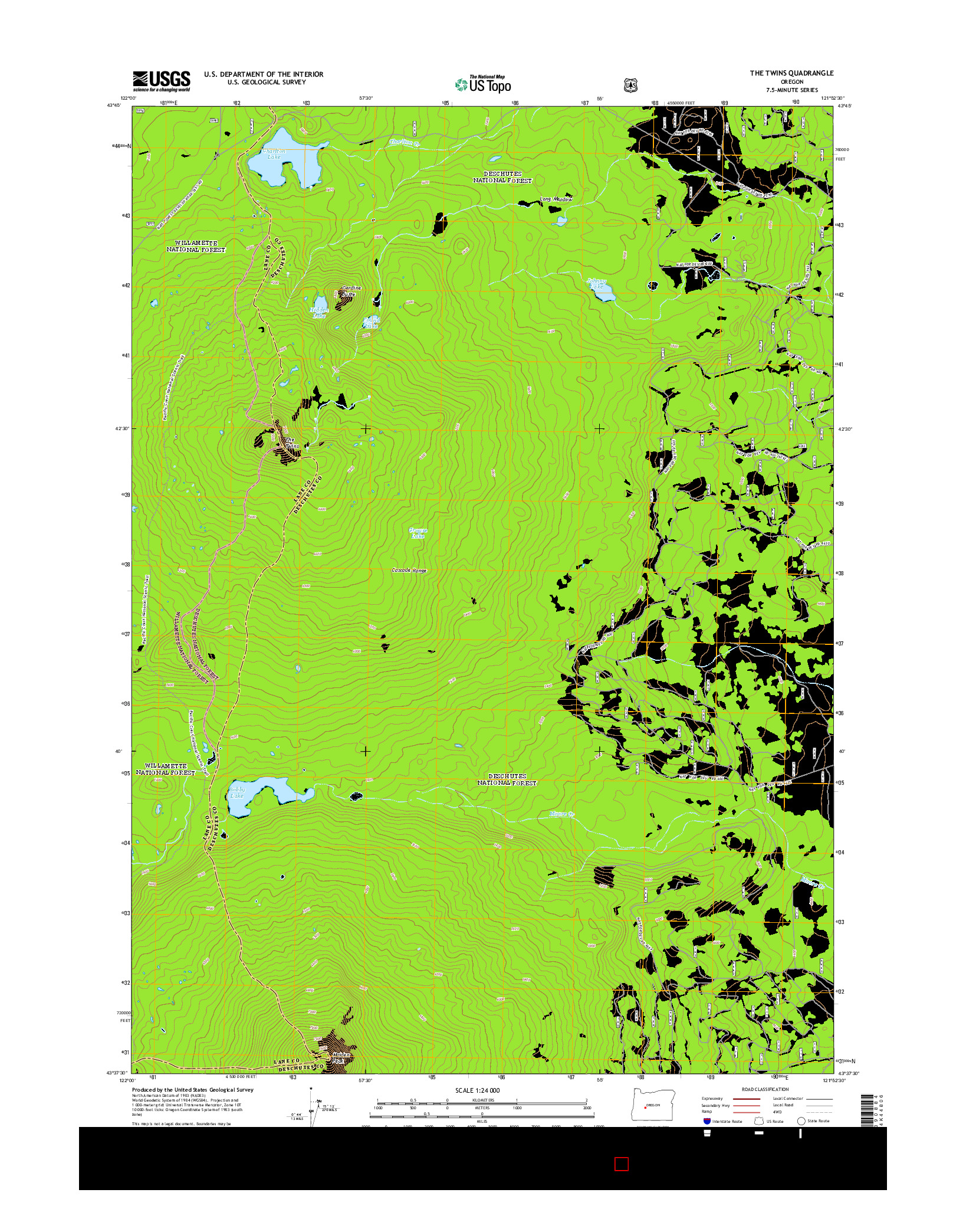 USGS US TOPO 7.5-MINUTE MAP FOR THE TWINS, OR 2014