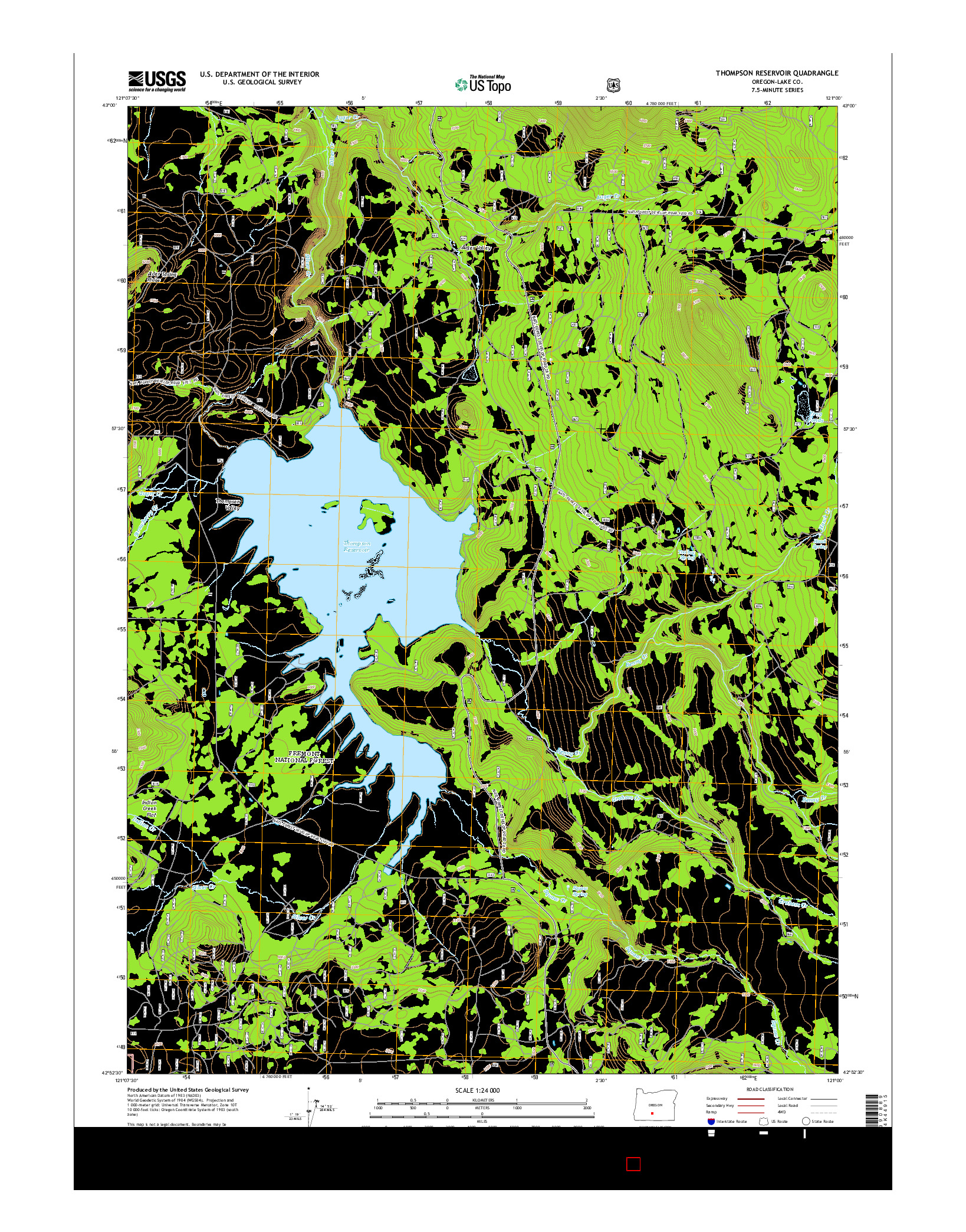 USGS US TOPO 7.5-MINUTE MAP FOR THOMPSON RESERVOIR, OR 2014
