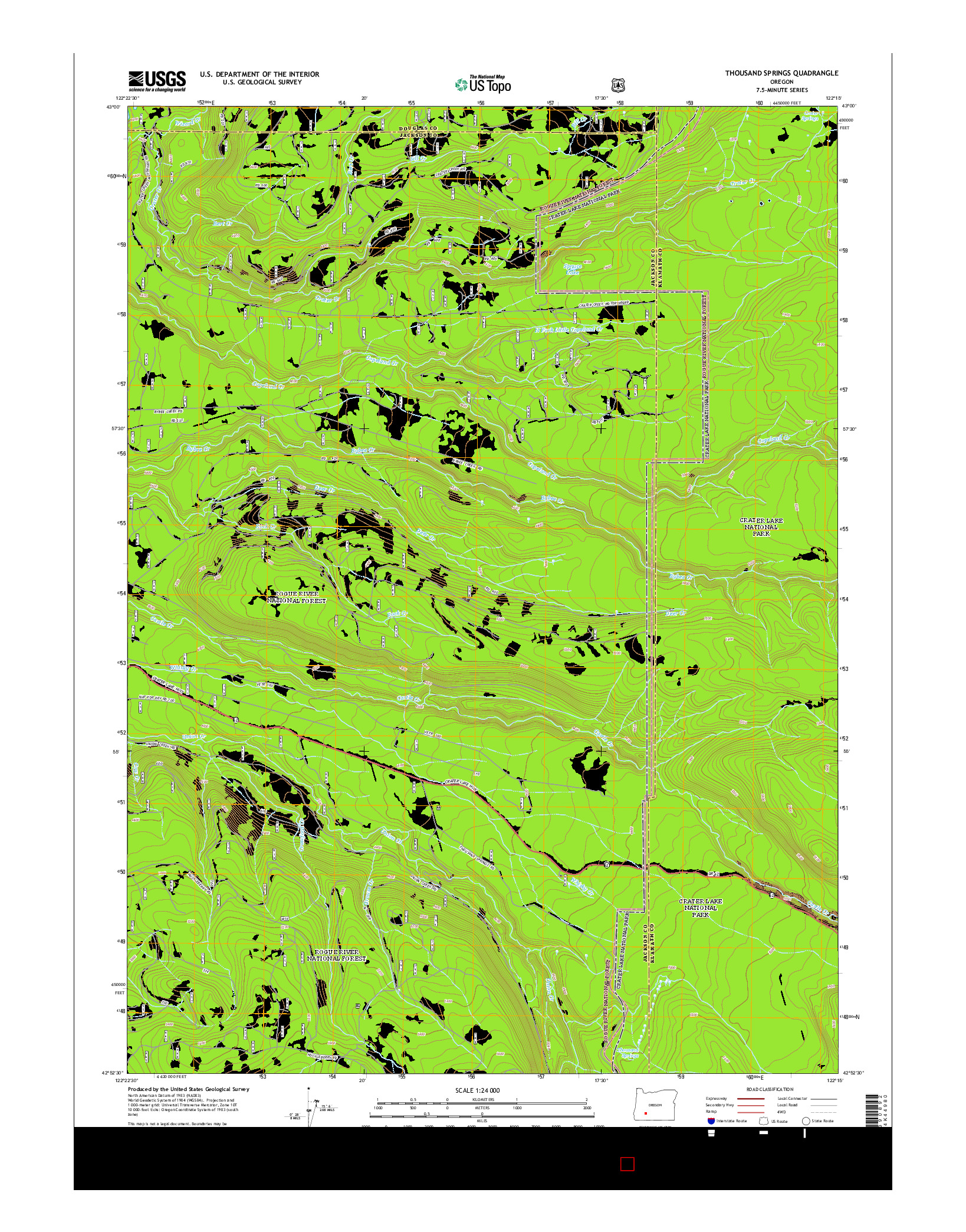 USGS US TOPO 7.5-MINUTE MAP FOR THOUSAND SPRINGS, OR 2014
