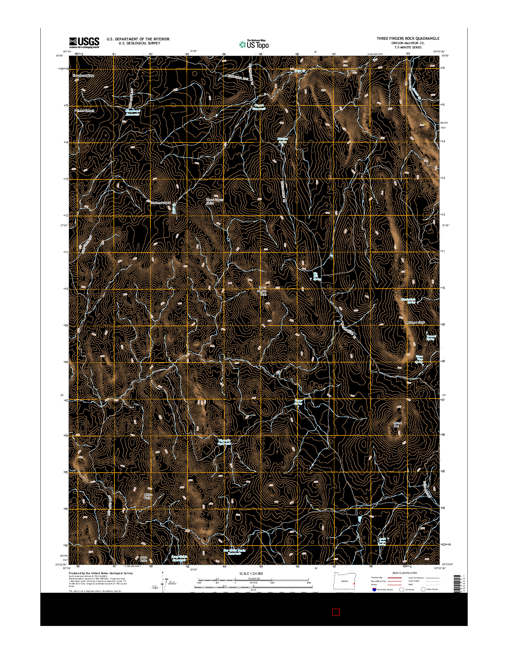 USGS US TOPO 7.5-MINUTE MAP FOR THREE FINGERS ROCK, OR 2014