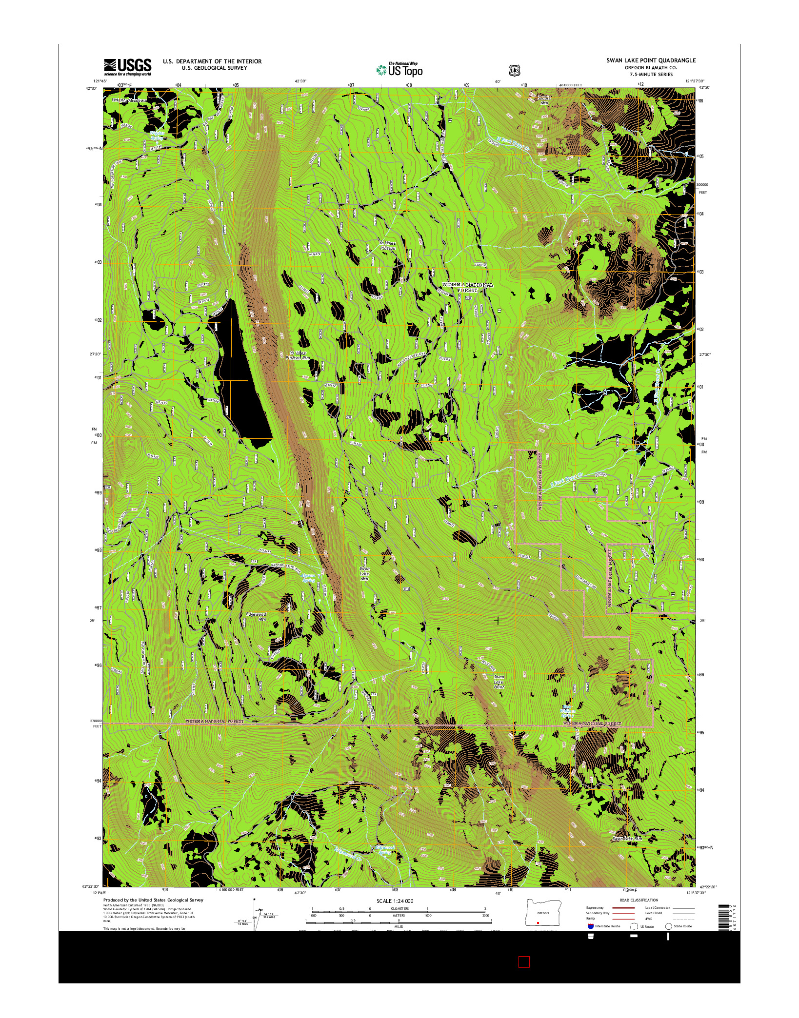 USGS US TOPO 7.5-MINUTE MAP FOR SWAN LAKE POINT, OR 2014