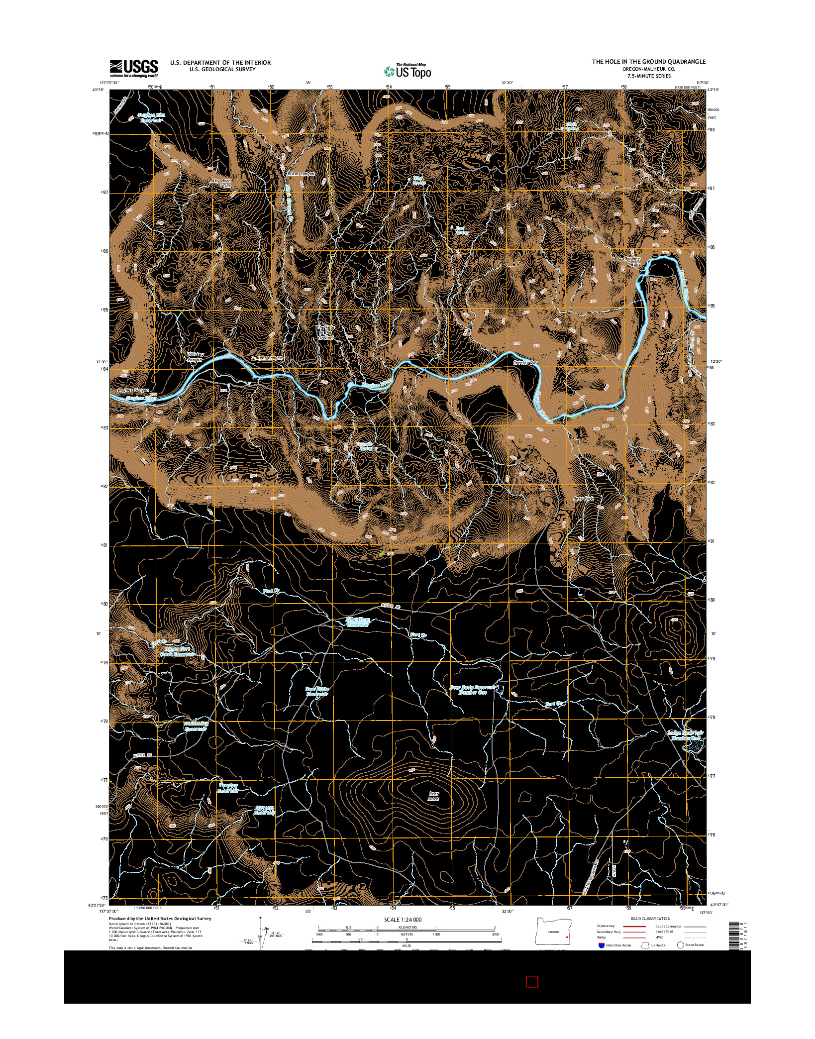 USGS US TOPO 7.5-MINUTE MAP FOR THE HOLE IN THE GROUND, OR 2014