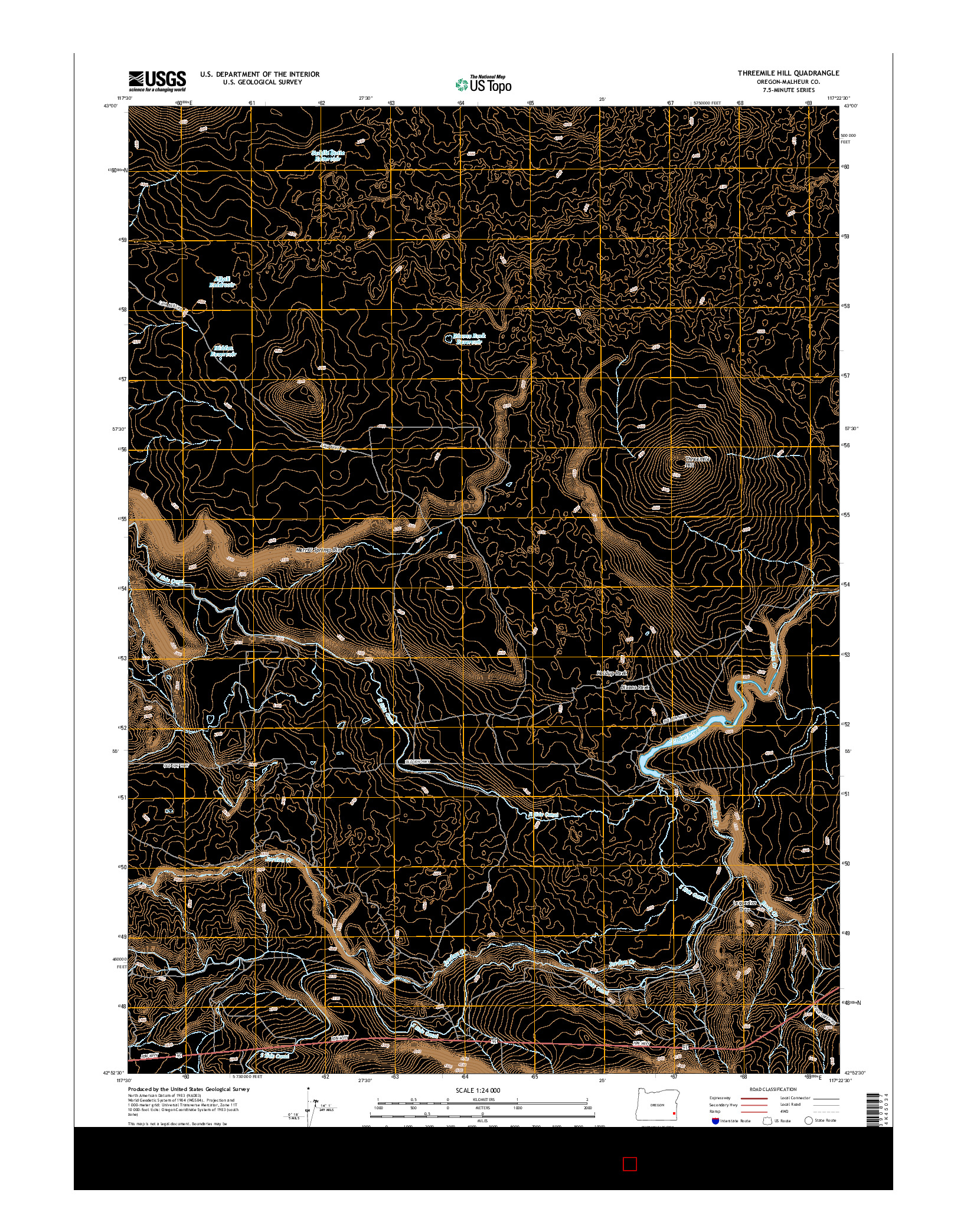 USGS US TOPO 7.5-MINUTE MAP FOR THREEMILE HILL, OR 2014