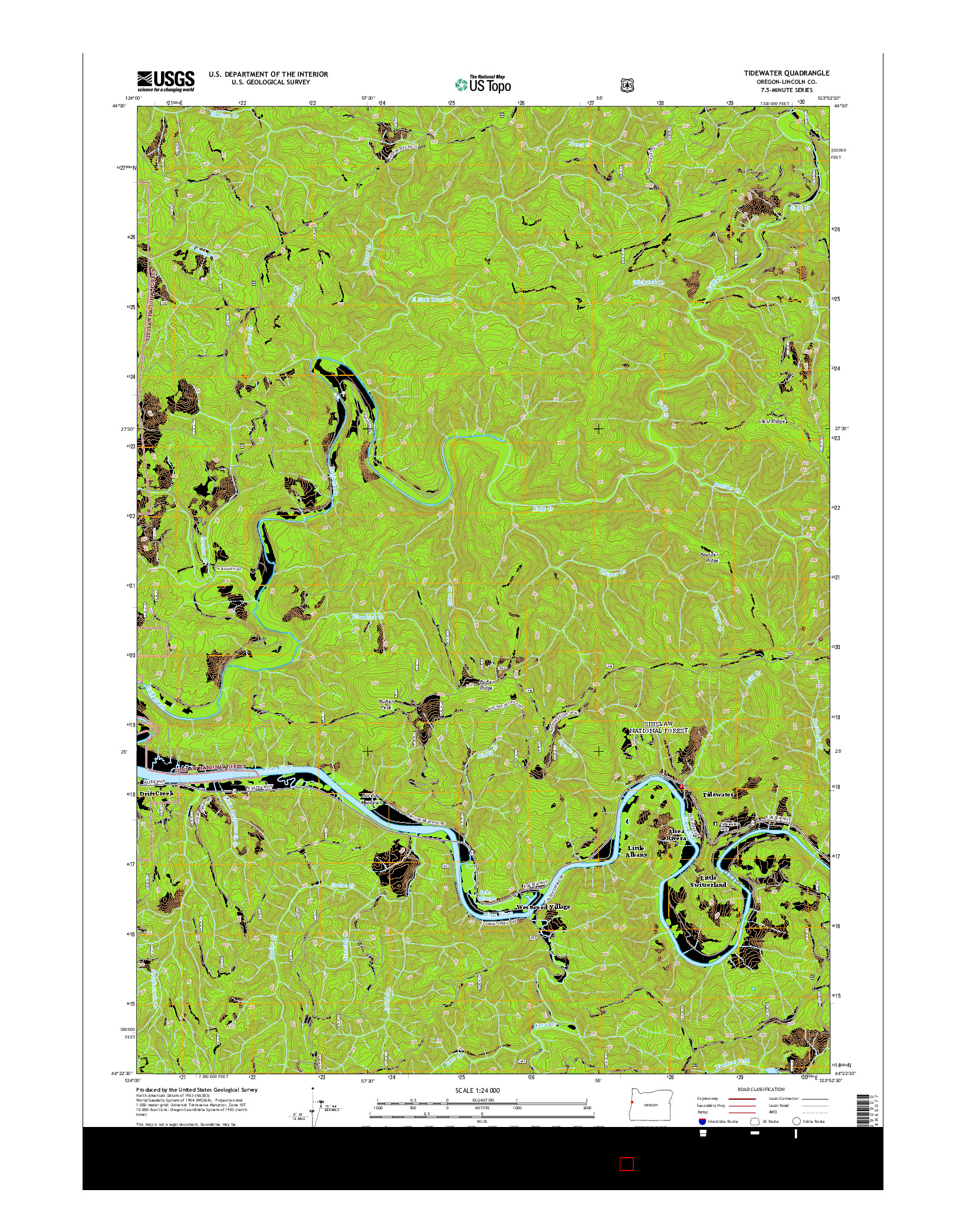 USGS US TOPO 7.5-MINUTE MAP FOR TIDEWATER, OR 2014