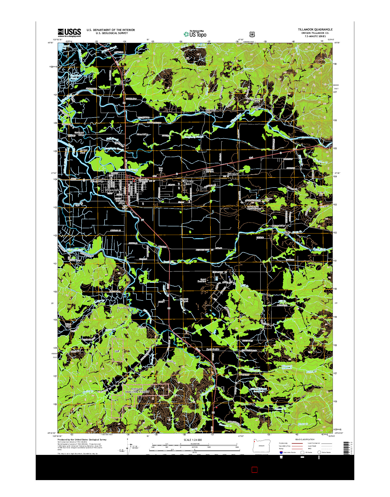 USGS US TOPO 7.5-MINUTE MAP FOR TILLAMOOK, OR 2014