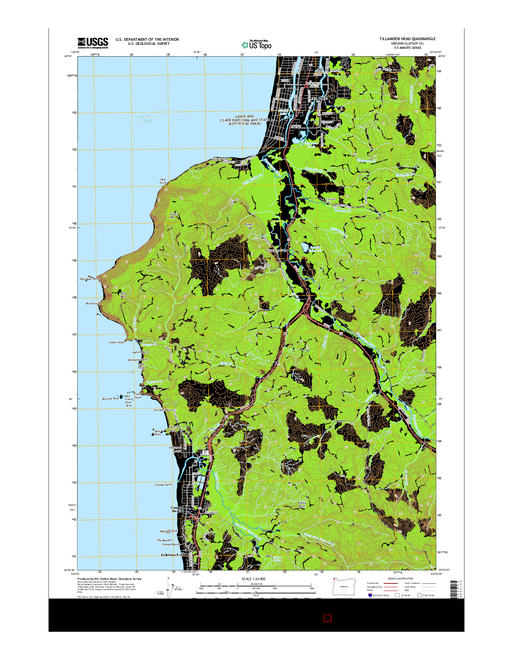 USGS US TOPO 7.5-MINUTE MAP FOR TILLAMOOK HEAD, OR 2014