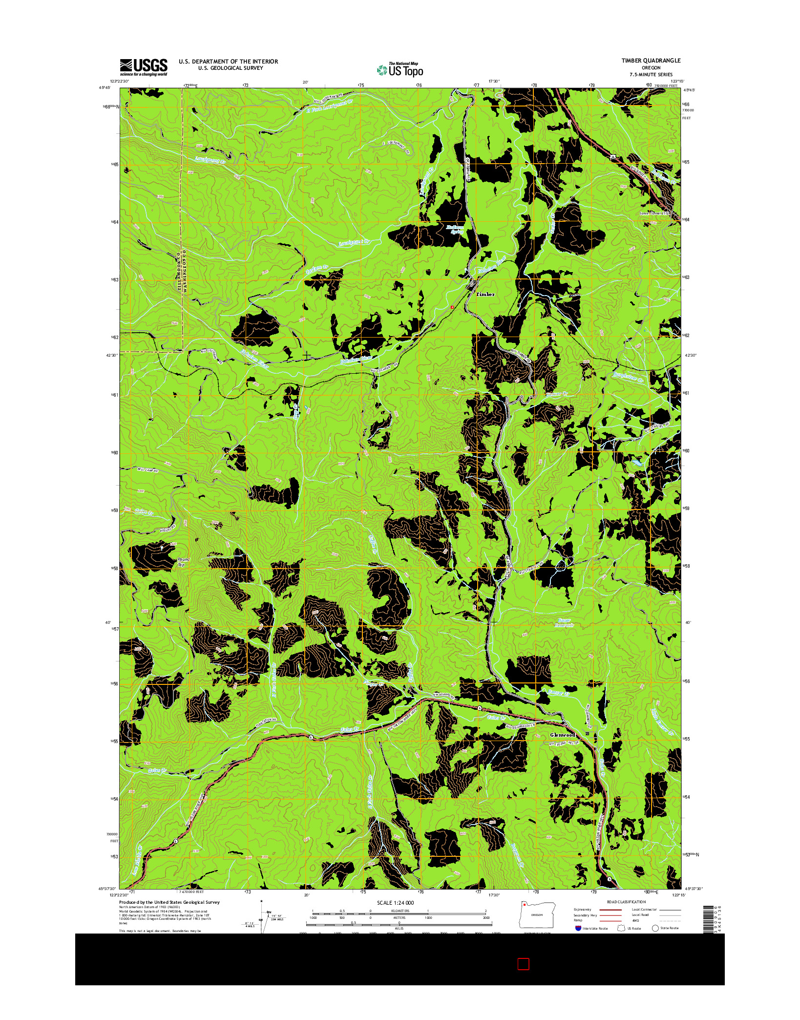 USGS US TOPO 7.5-MINUTE MAP FOR TIMBER, OR 2014