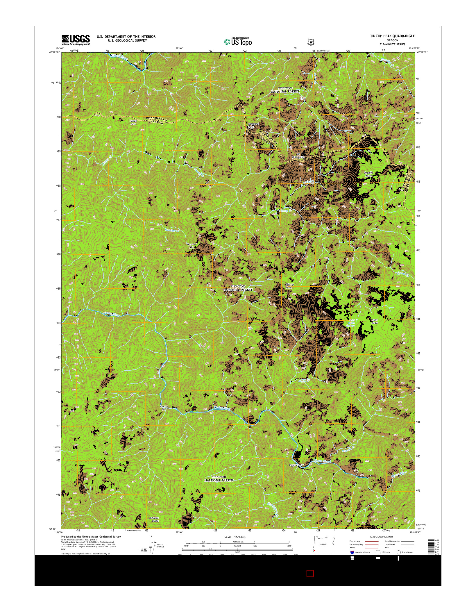 USGS US TOPO 7.5-MINUTE MAP FOR TINCUP PEAK, OR 2014