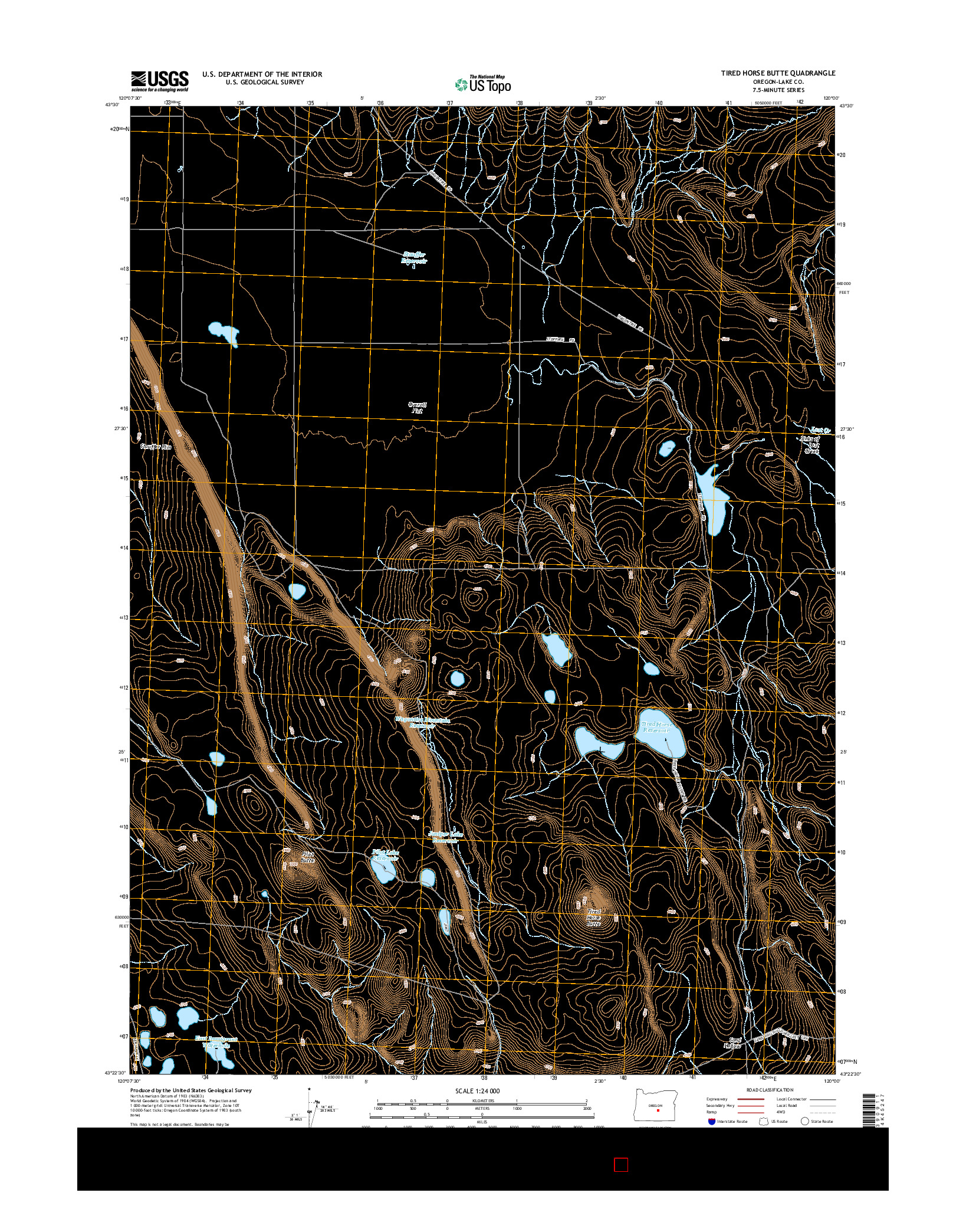 USGS US TOPO 7.5-MINUTE MAP FOR TIRED HORSE BUTTE, OR 2014